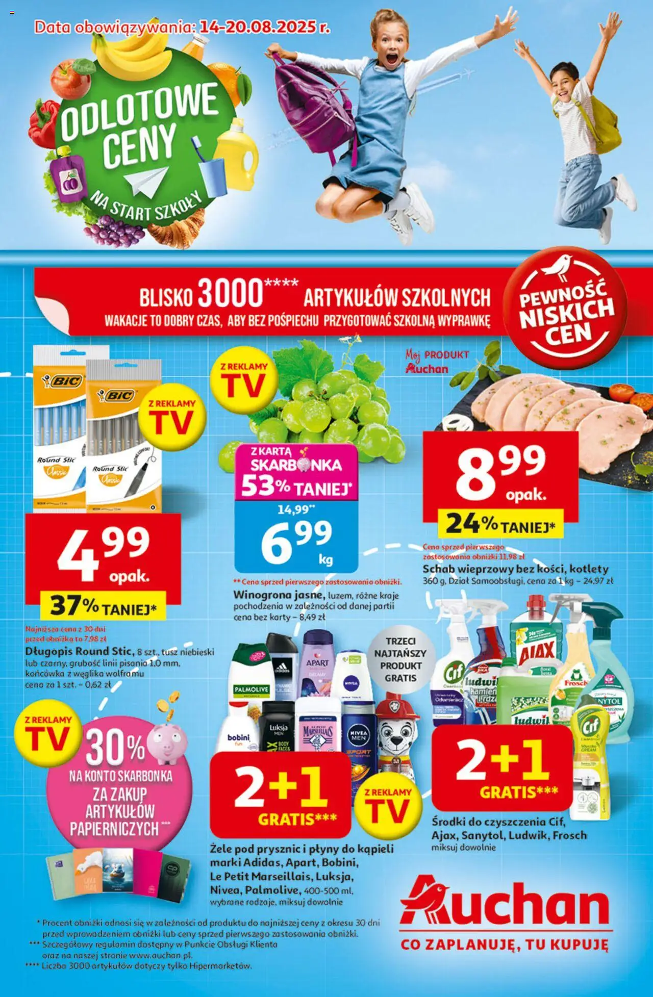 Auchan Odlotowe ceny na start szkoły Hipermarket Gazetka ważna   od 14.08.2025 do 20.08.2025 strona 1