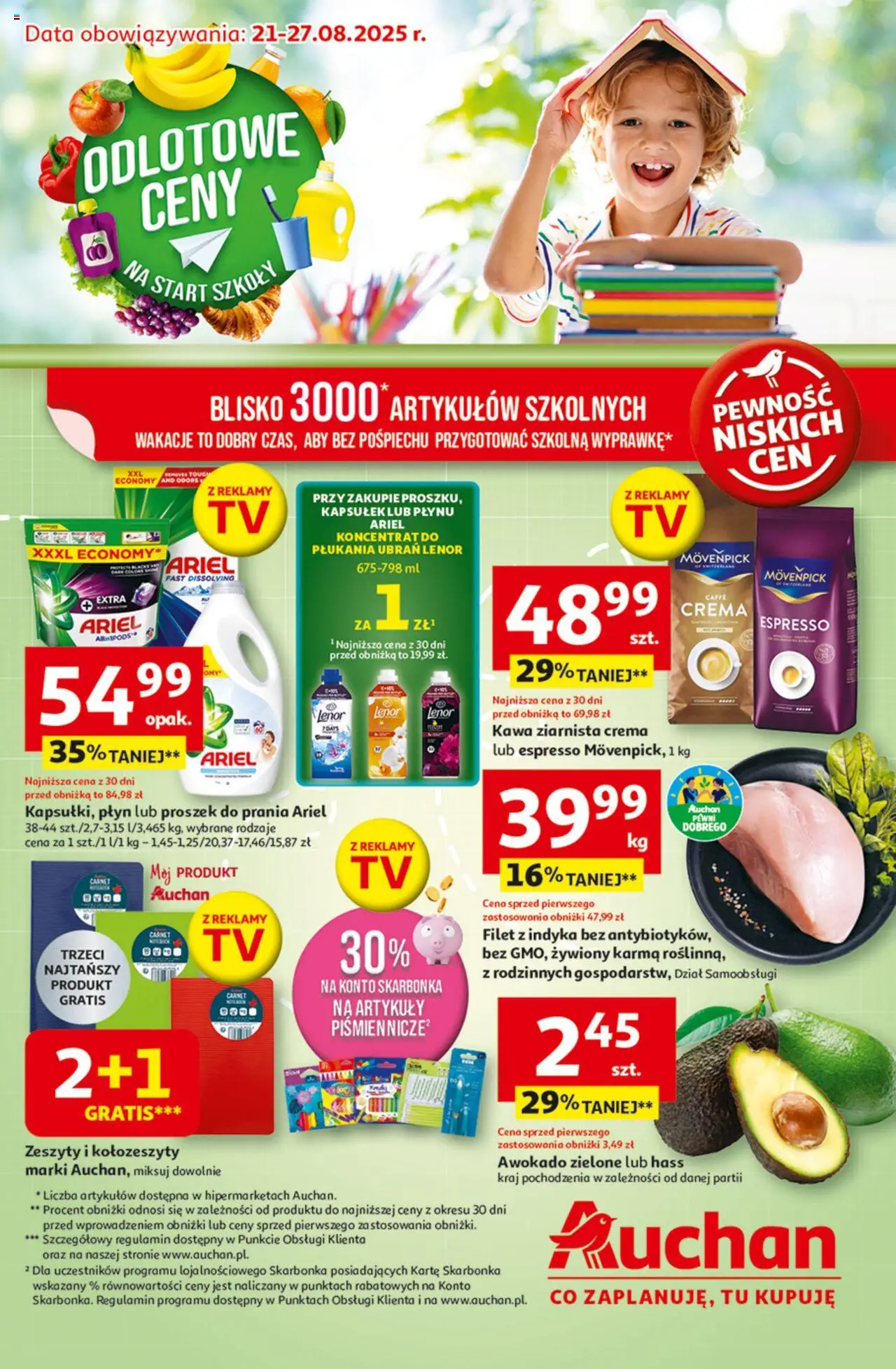 Auchan Odlotowe ceny na start szkoły Hipermarket Gazetka  ważna od  21.08.2025 do 27.08.2025 strona 1