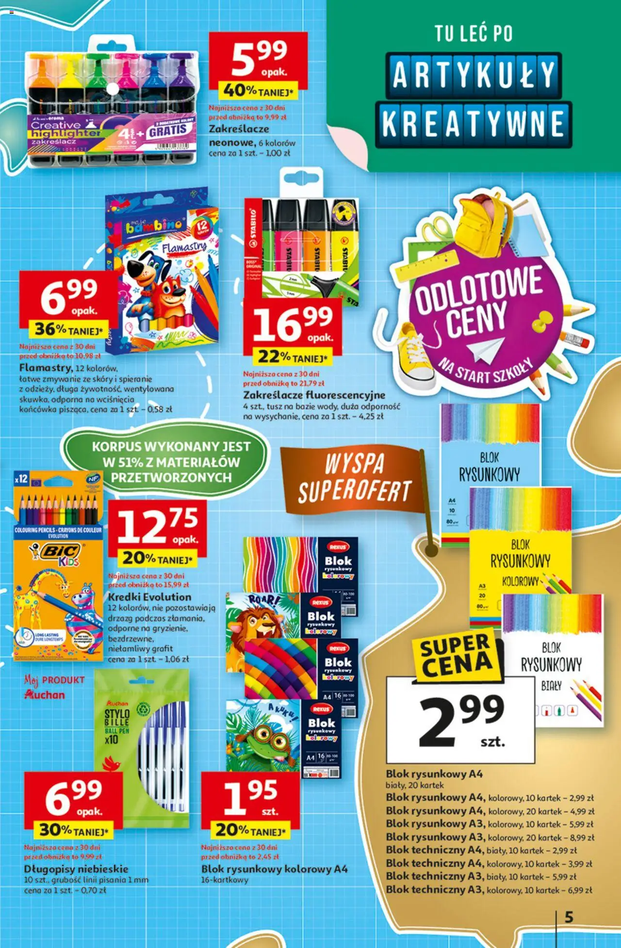 Auchan Odlotowe ceny na start szkoły Hipermarket Gazetka ważna od 28.08.2025 do 03.09.2025 strona 4