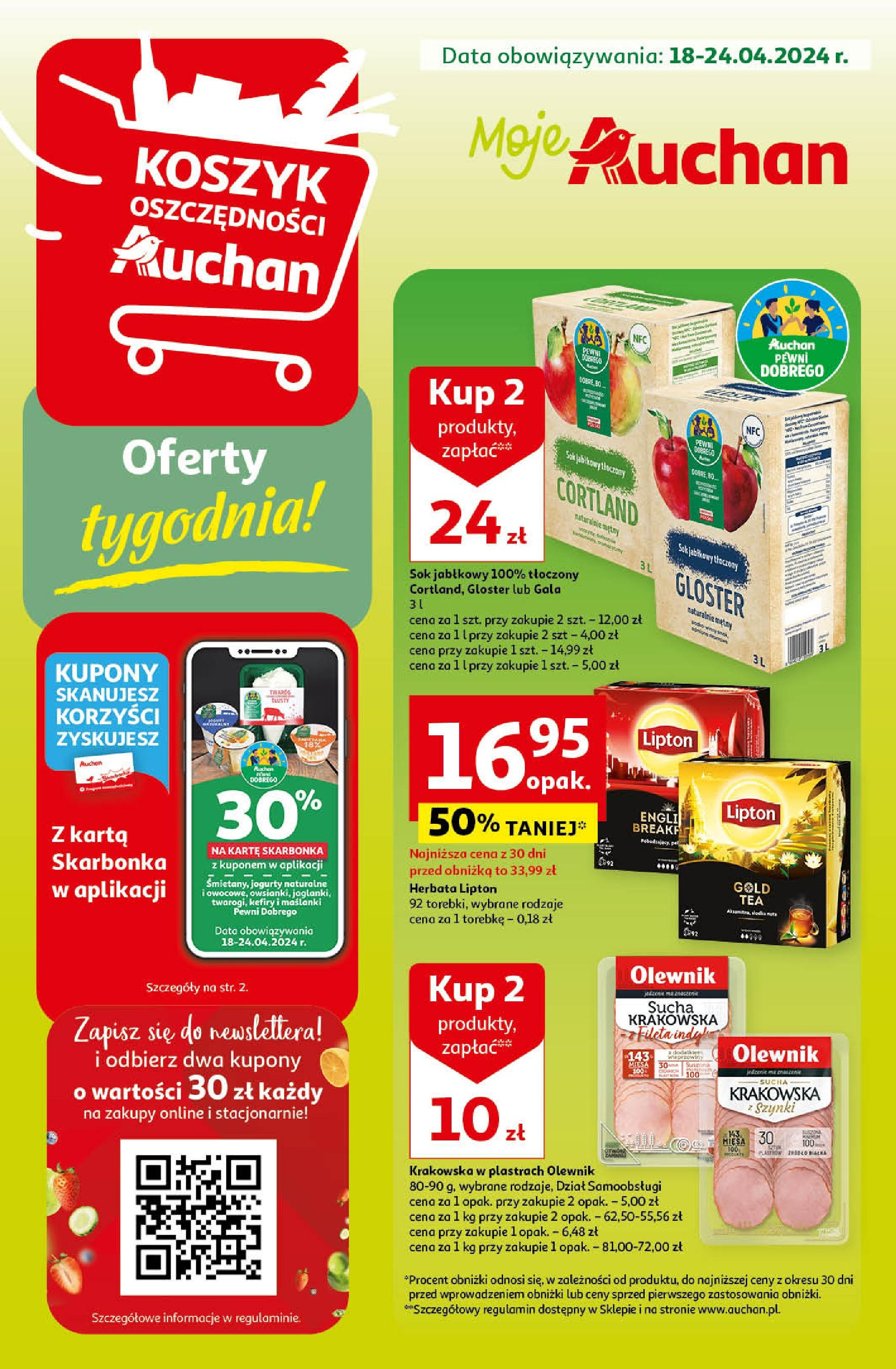 Auchan Oferty tygodnia  Gazetka ważna od 18.04.2024 do 24.04.2024 strona 1