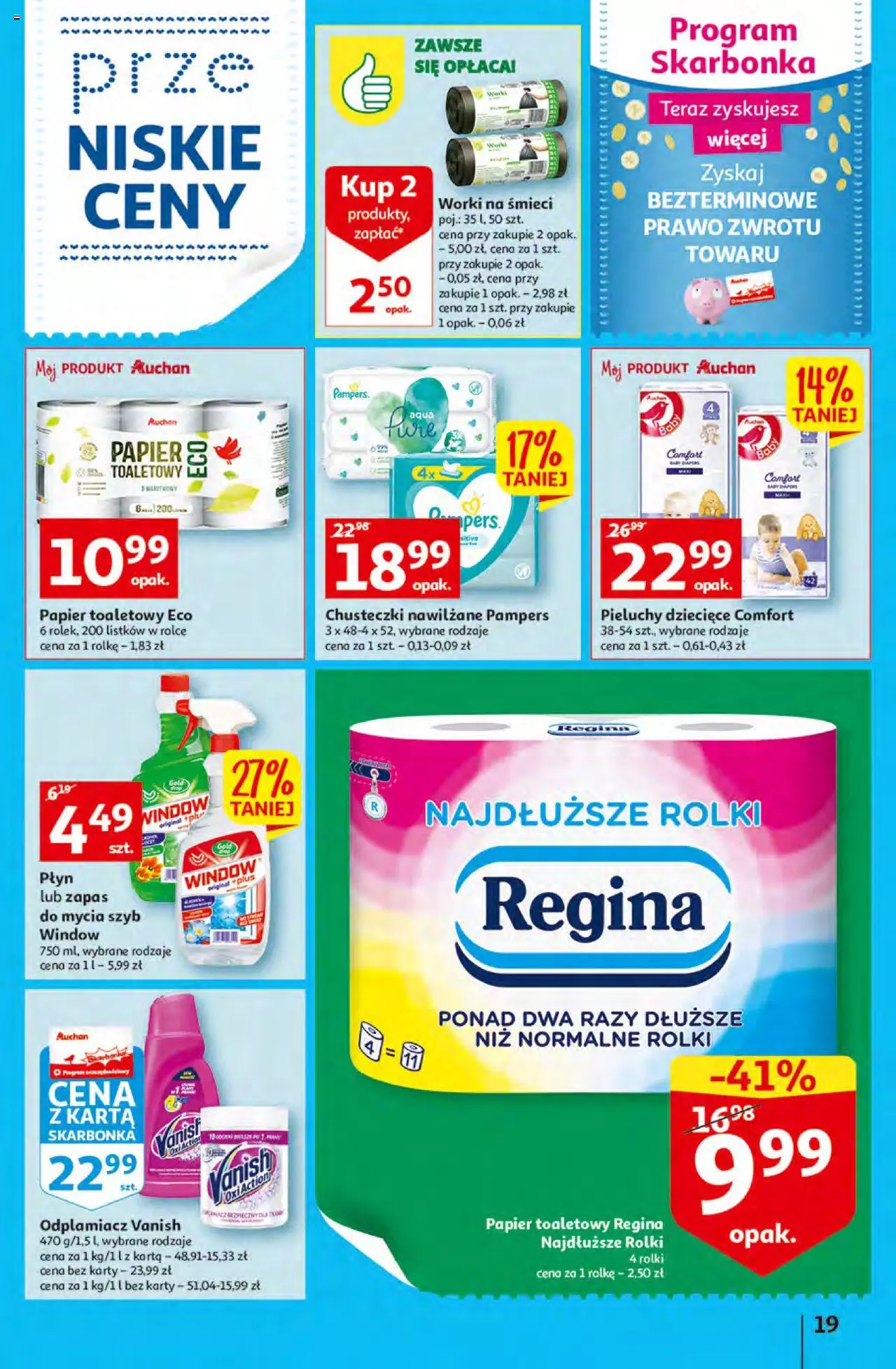 Auchan przeNISKIE CENY – przeKorzyści z markami Auchan Hipermarkety gazetka ważna od 29.09.2022 do 05.10.2022 strona 19
