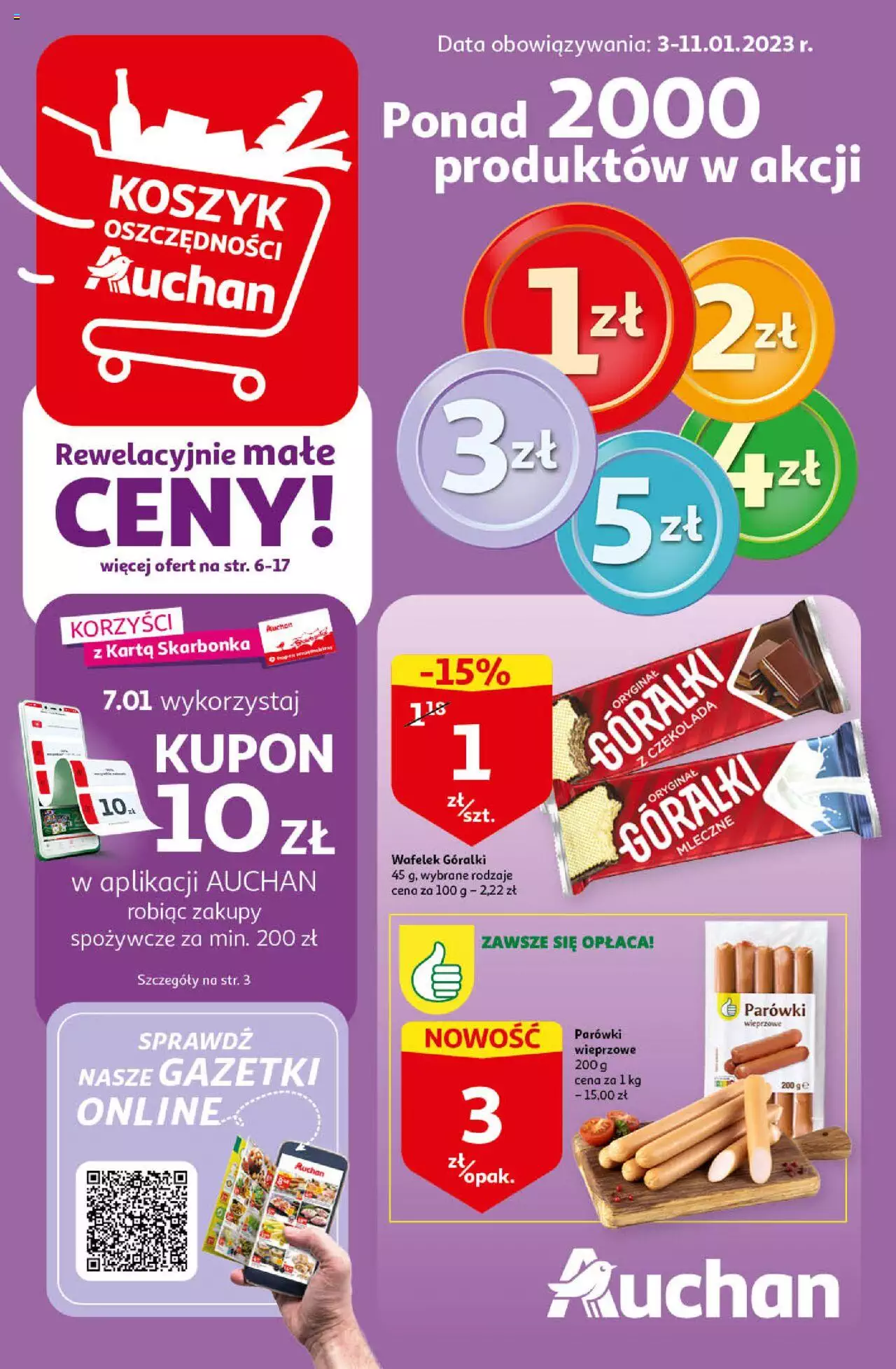 Auchan Rewelacyjnie małe ceny Auchan Hipermarket Gazetka ważna od 03.01.2023 do 11.01.2023 strona 1