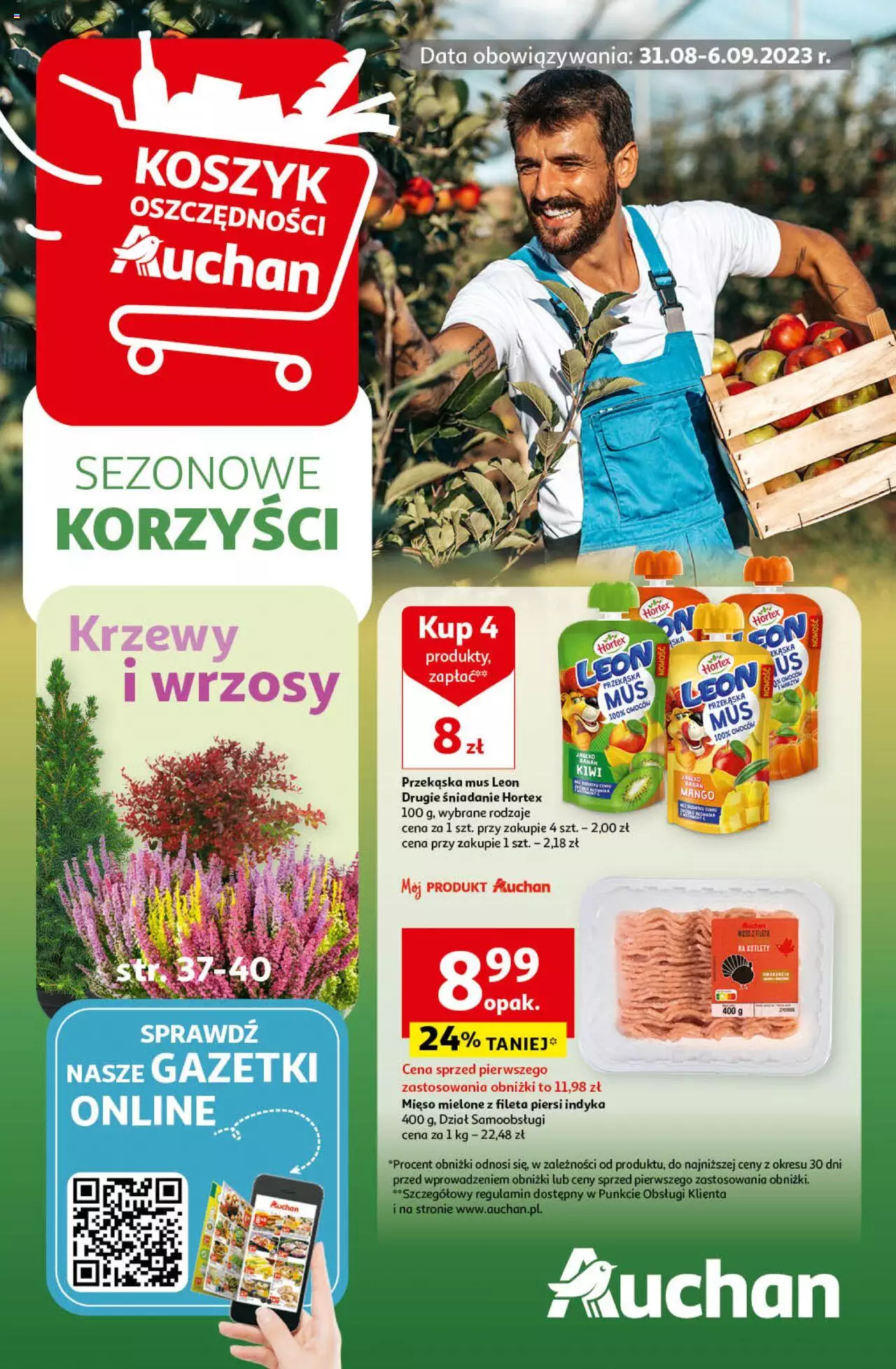 Auchan Sezonowe korzyści Hipermarket Gazetka ważna od 31.08.2023 do 06.09.2023 strona 1