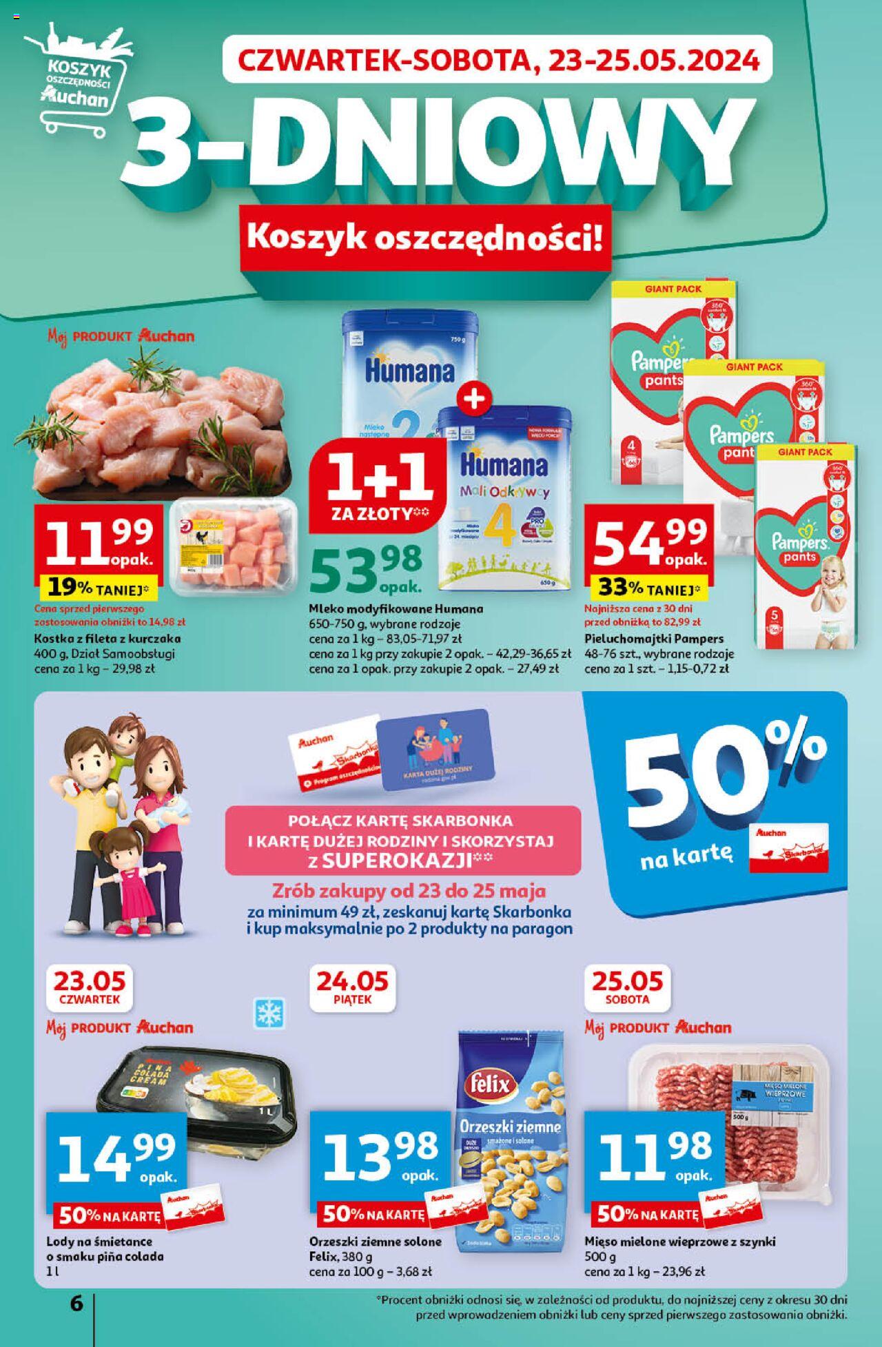 Auchan Świętuj Dzień Matki i Dzień Dziecka Hipermarket Gazetka ważna od 23.05.2024 do 29.05.2024 strona 6