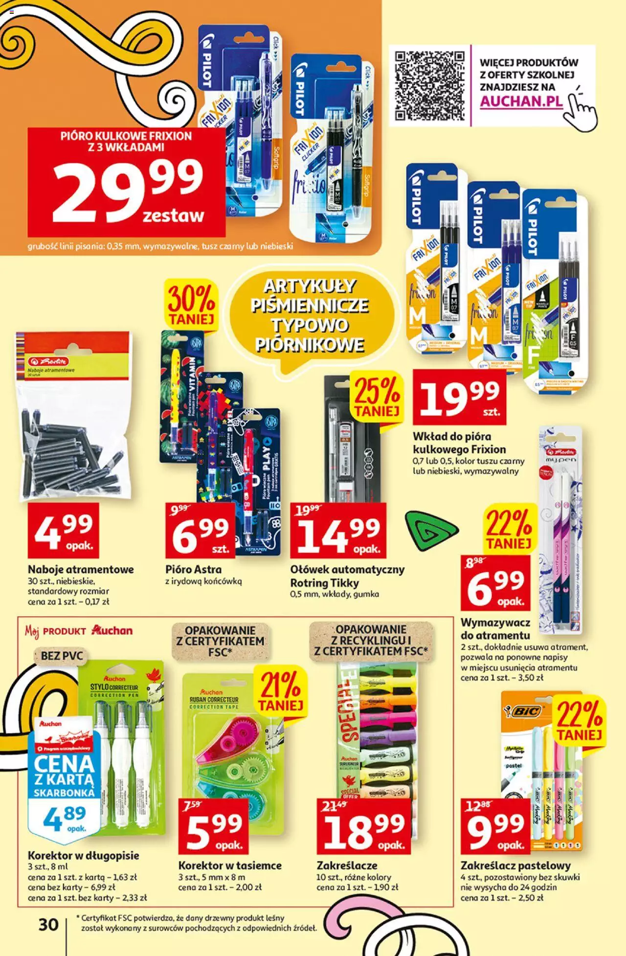 Auchan Szkoła oszczędzania Temat PrzeAtrakcje cenowe Hipermarkety gazetka ważna od 18.08.2022 do 24.08.2022 strona 30