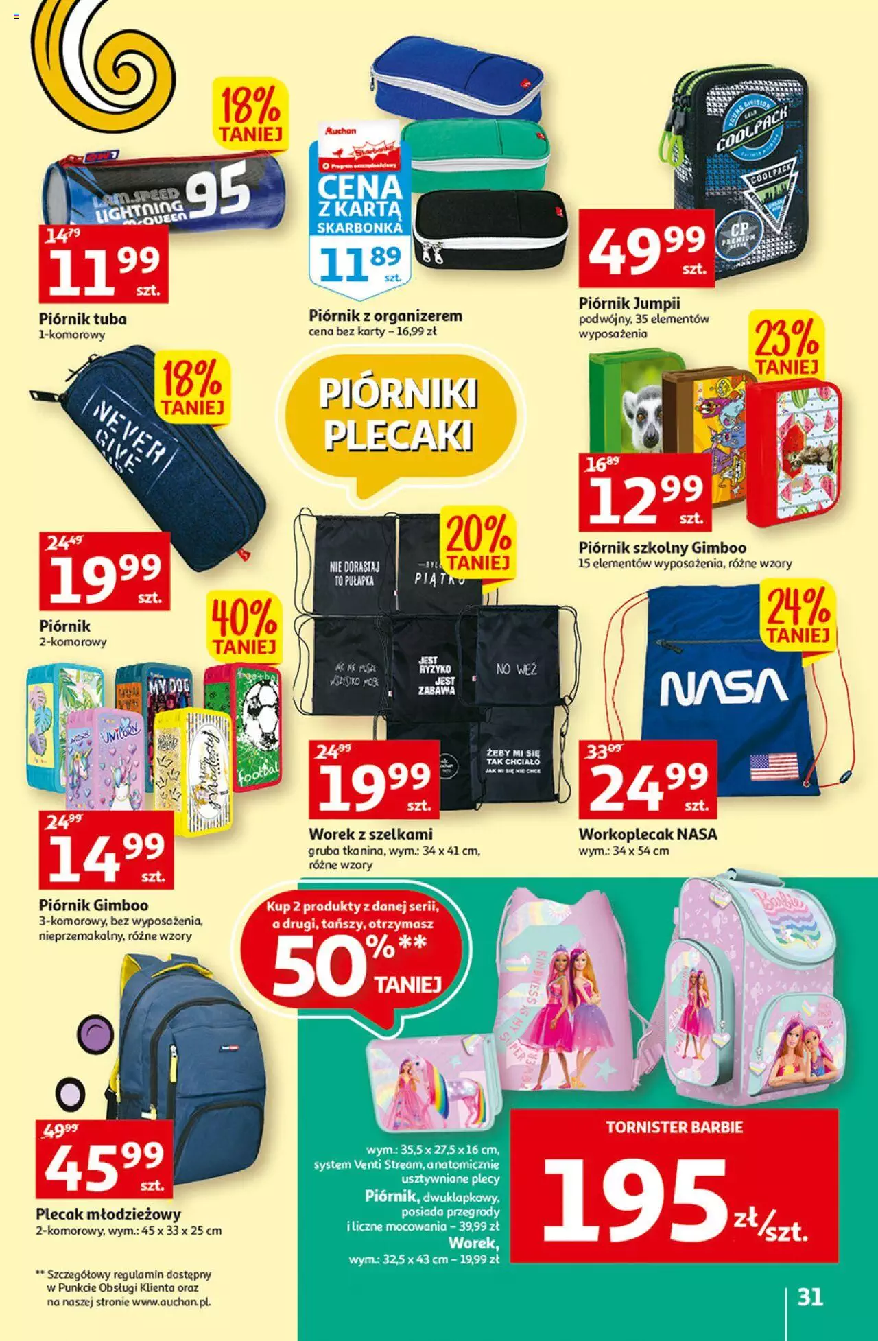Auchan Szkoła oszczędzania Temat PrzeAtrakcje cenowe Hipermarkety gazetka ważna od 18.08.2022 do 24.08.2022 strona 31