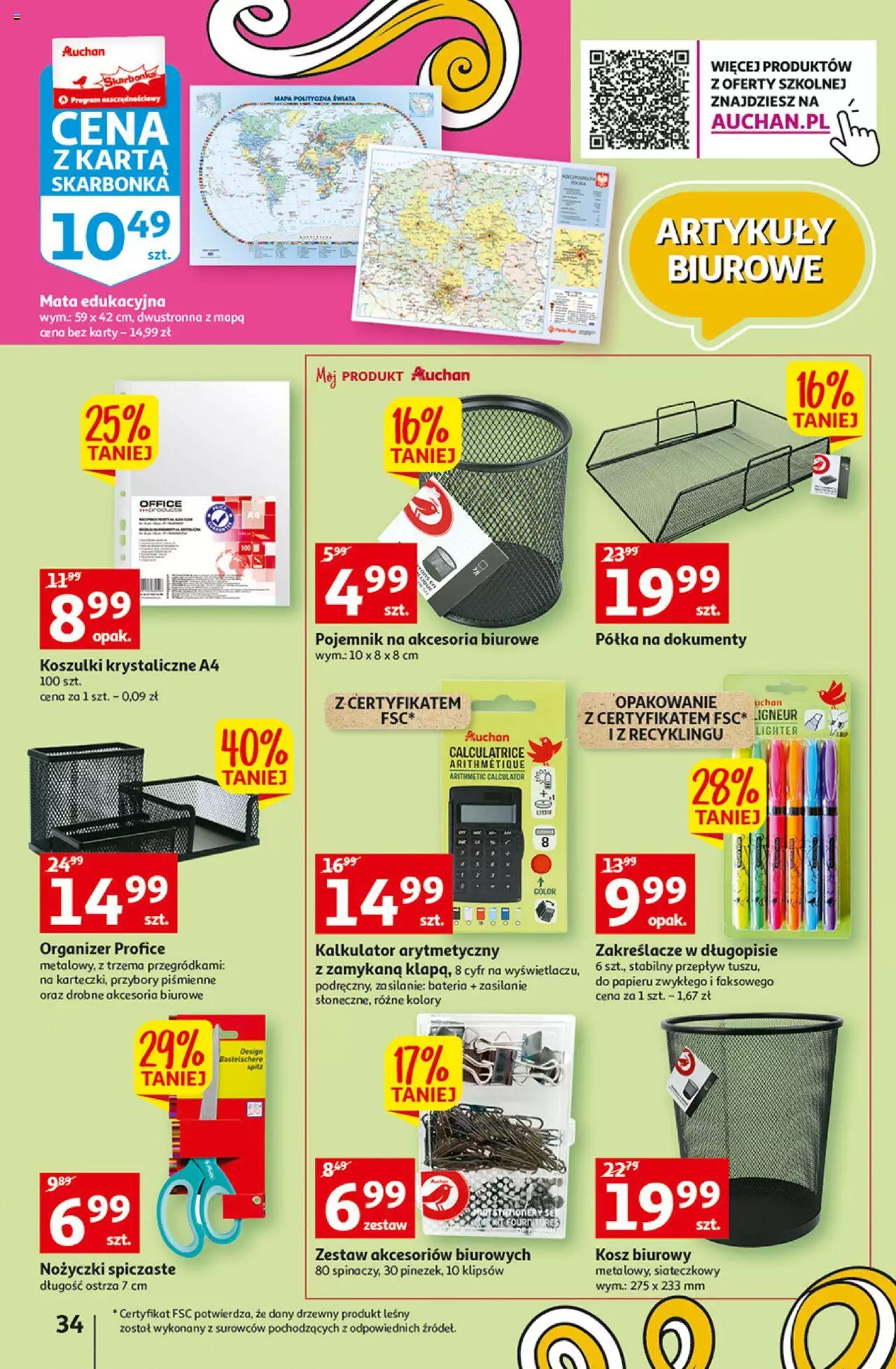 Auchan Szkoła oszczędzania Temat PrzeAtrakcje cenowe Hipermarkety gazetka ważna od 18.08.2022 do 24.08.2022 strona 34