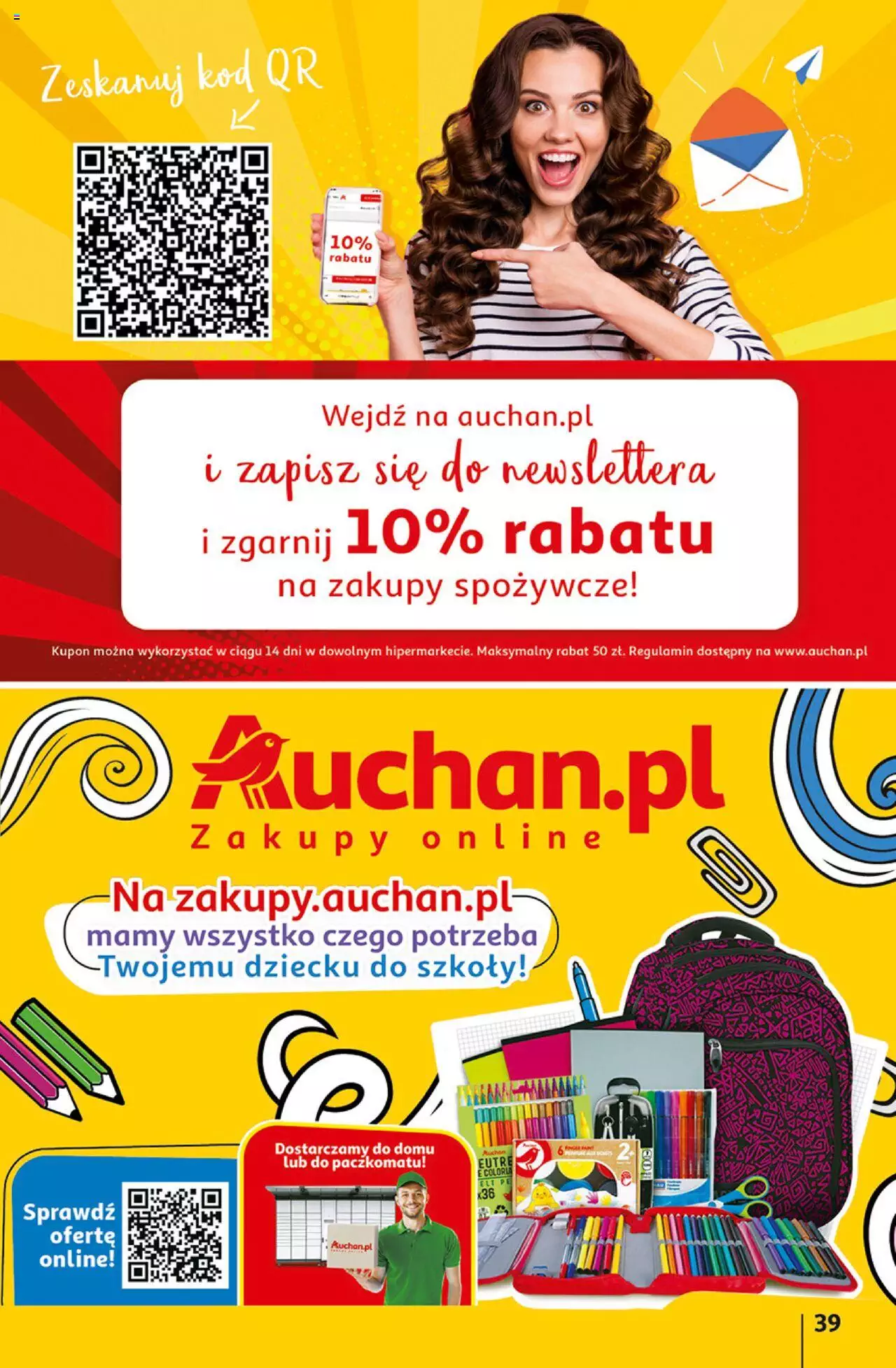 Auchan Szkoła oszczędzania Temat PrzeAtrakcje cenowe Hipermarkety gazetka ważna od 18.08.2022 do 24.08.2022 strona 39