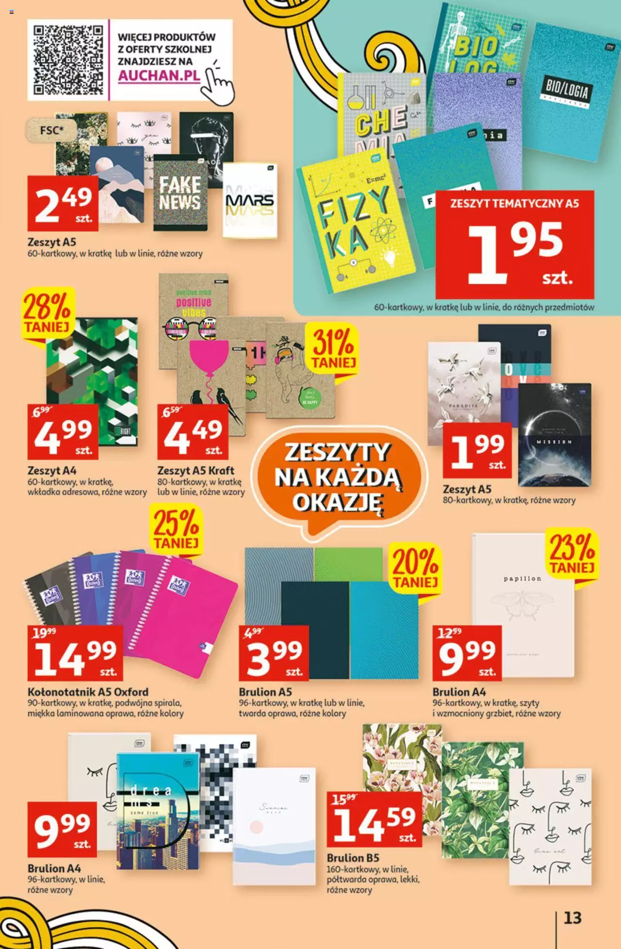 Auchan Szkoła oszczędzania Temat Szkolne przeOferty Hipermarkety gazetka ważna od 11.08.2022 do 17.08.2022 strona 13