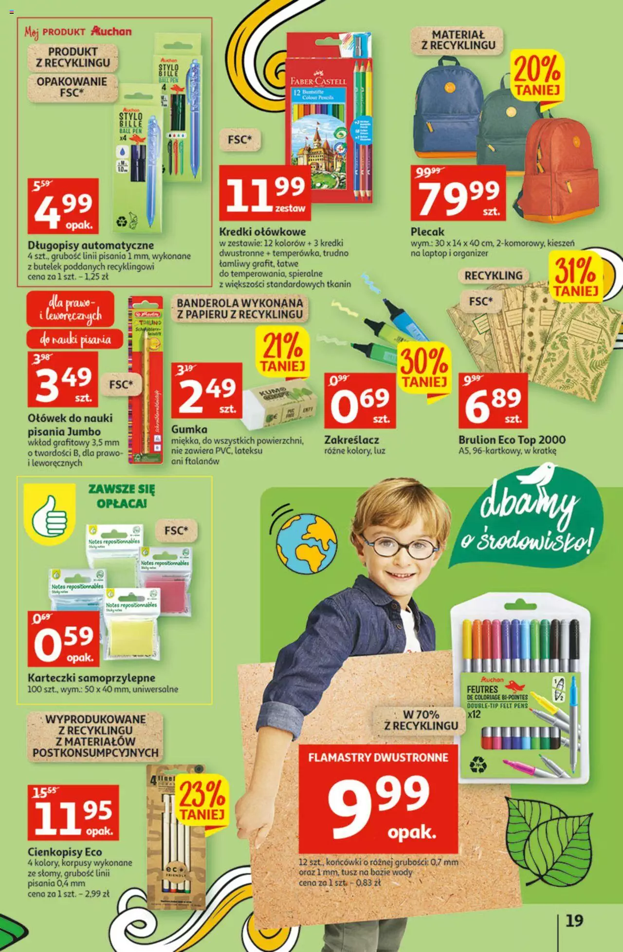 Auchan Szkoła oszczędzania Temat Szkolne przeOferty Hipermarkety gazetka ważna od 11.08.2022 do 17.08.2022 strona 19