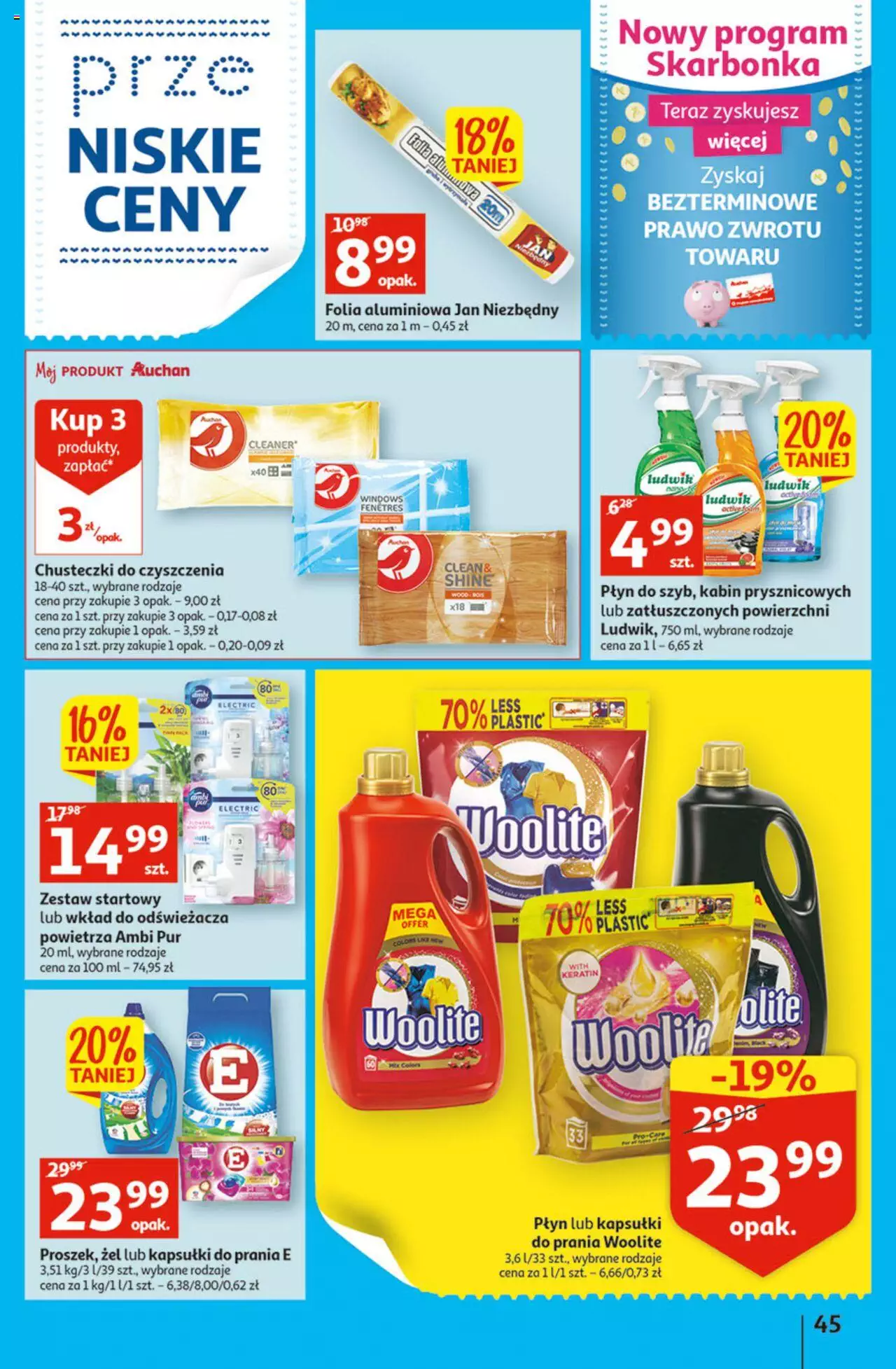 Auchan Szkoła oszczędzania Temat Szkolne przeOferty Hipermarkety gazetka ważna od 11.08.2022 do 17.08.2022 strona 45