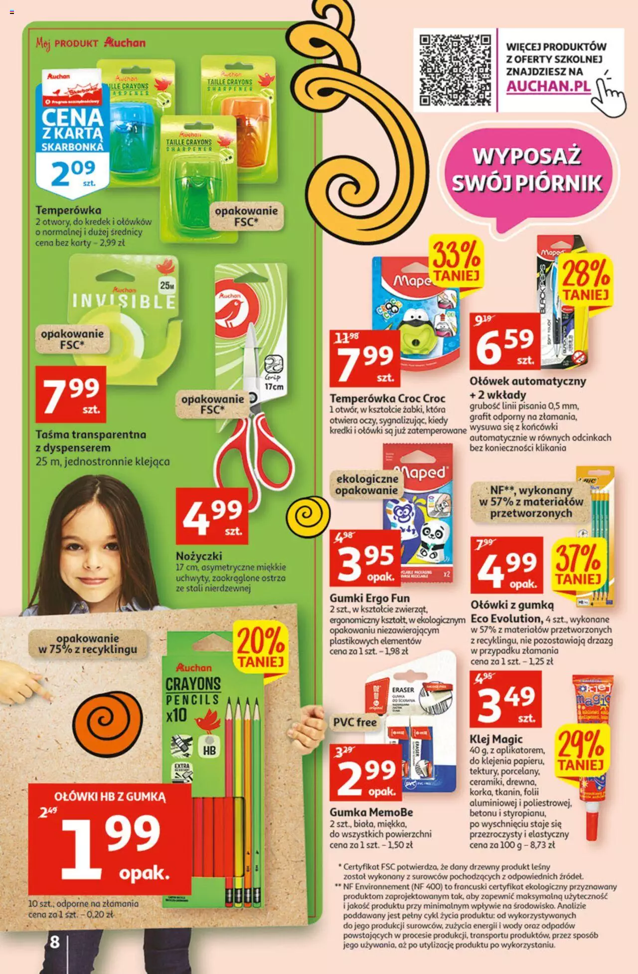 Auchan Szkoła oszczędzania Temat Szkolne przeOferty Hipermarkety gazetka ważna od 11.08.2022 do 17.08.2022 strona 8
