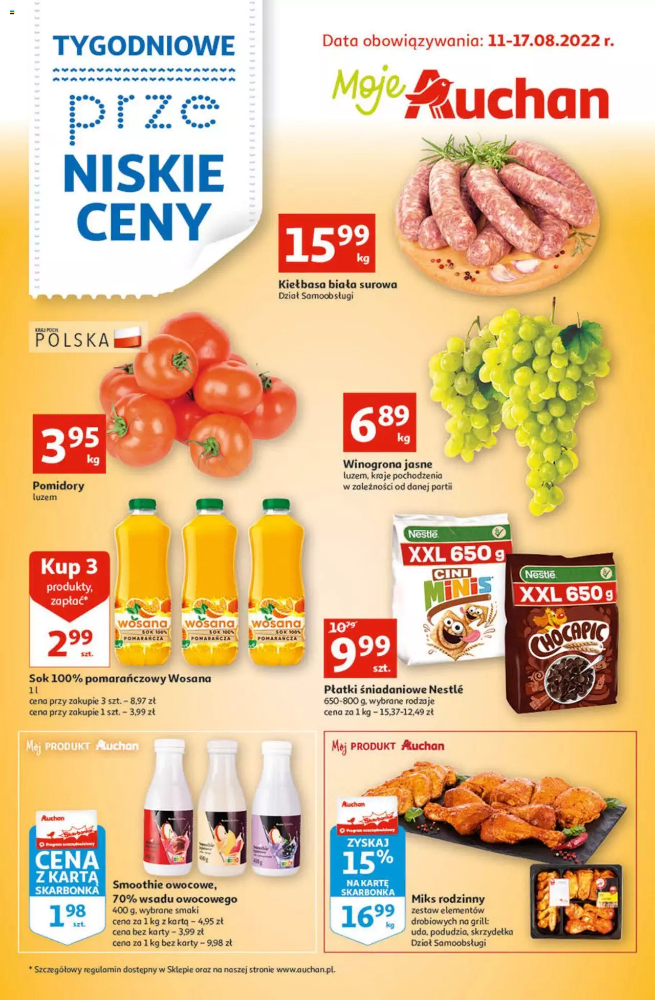 Auchan Tygodniowe przeNISKIE CENY moje Auchan gazetka ważna od  11.08.2022 do 17.08.2022 strona 1