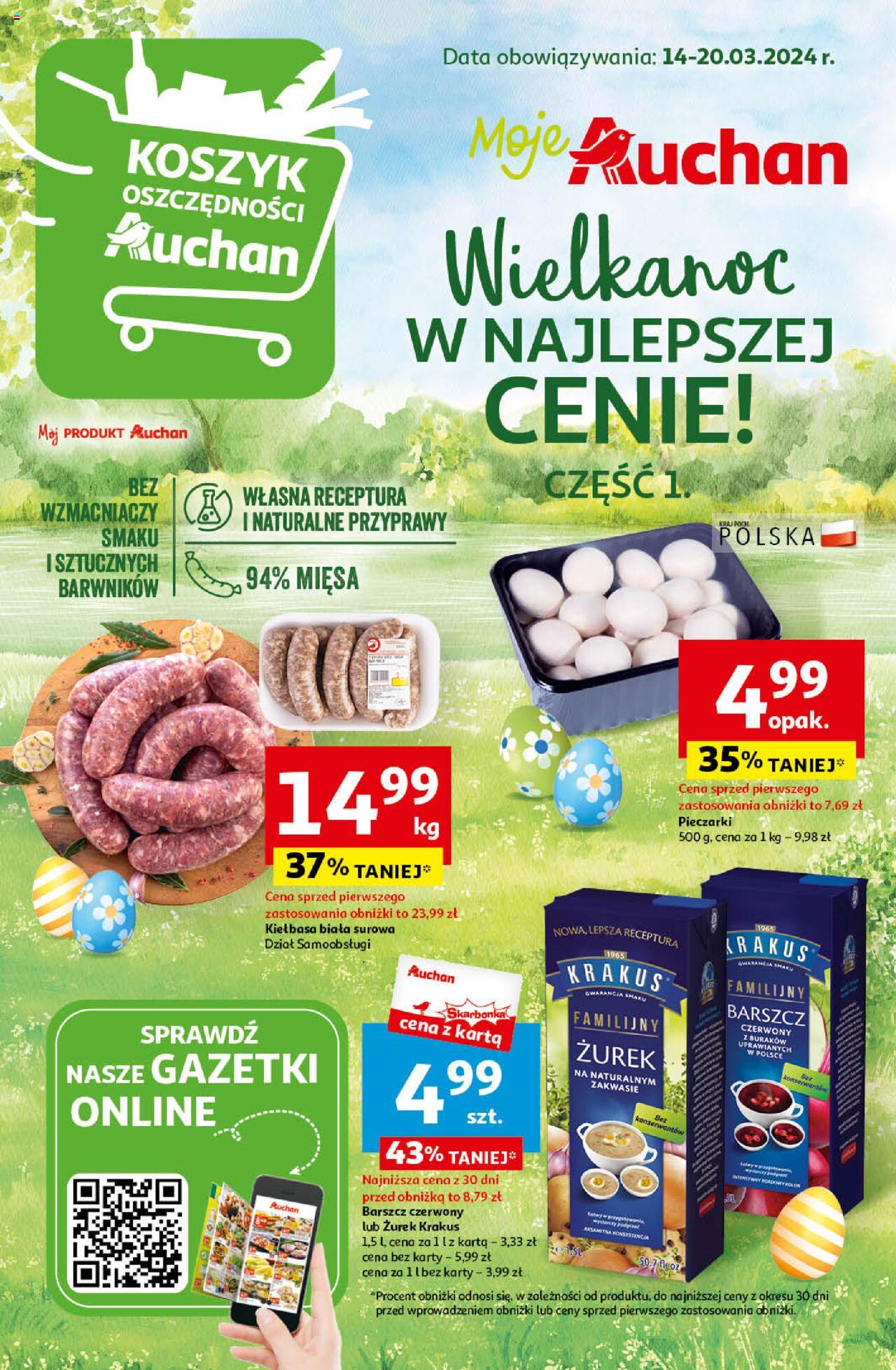 Auchan Wielkanoc z najlepszej cenie! Część 1  Gazetka ważna od 14.03.2024 do 20.03.2024 strona 1