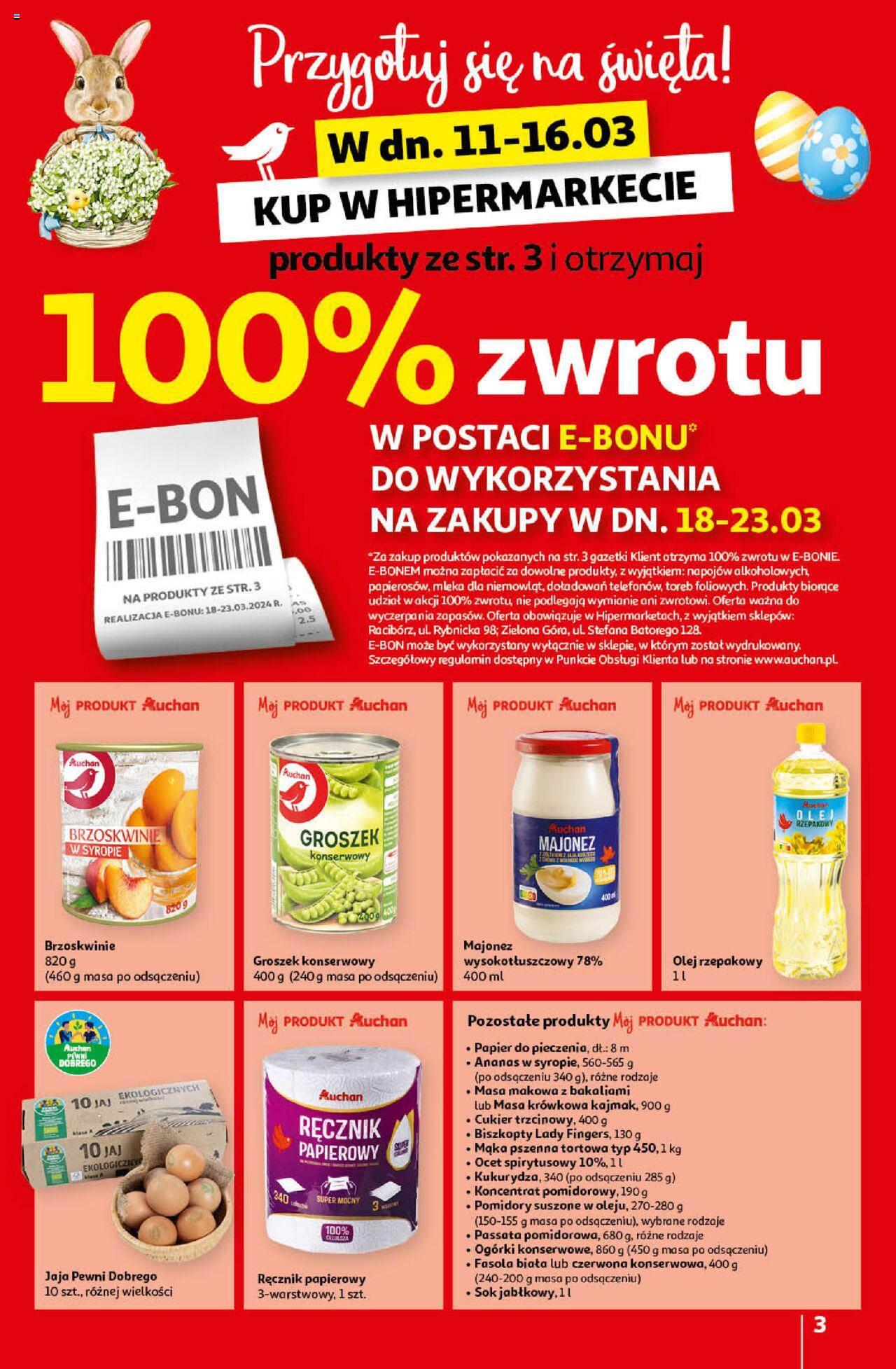 Auchan Wielkanoc z najlepszej cenie! Część 1. Hipermarket Gazetka ważna od 14.03.2024 do 20.03.2024 strona 3