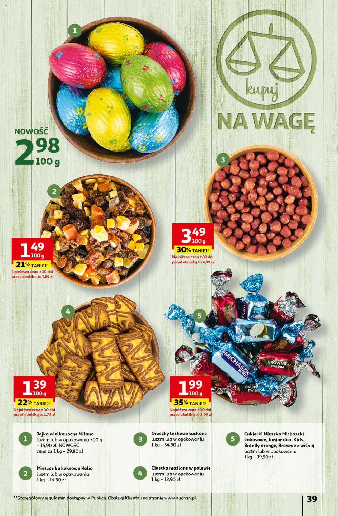 Auchan Wielkanoc z najlepszej cenie! Część 1. Hipermarket Gazetka ważna od 14.03.2024 do 20.03.2024 strona 39