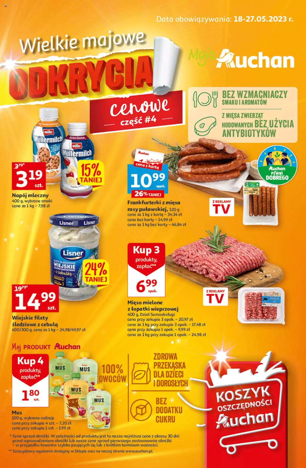 Auchan Wielkie majowe odkrycia cenowe Gazetka ważna od 18.05.2023 do 27.05.2023 strona 1