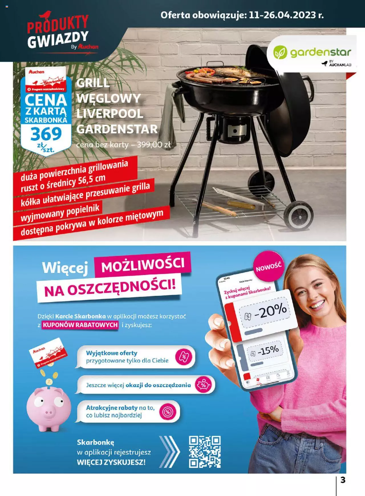 Auchan Wiosenne korzyści Hipermarket Gazetka  ważna od 20.04.2023 do 26.04.2023 strona 3