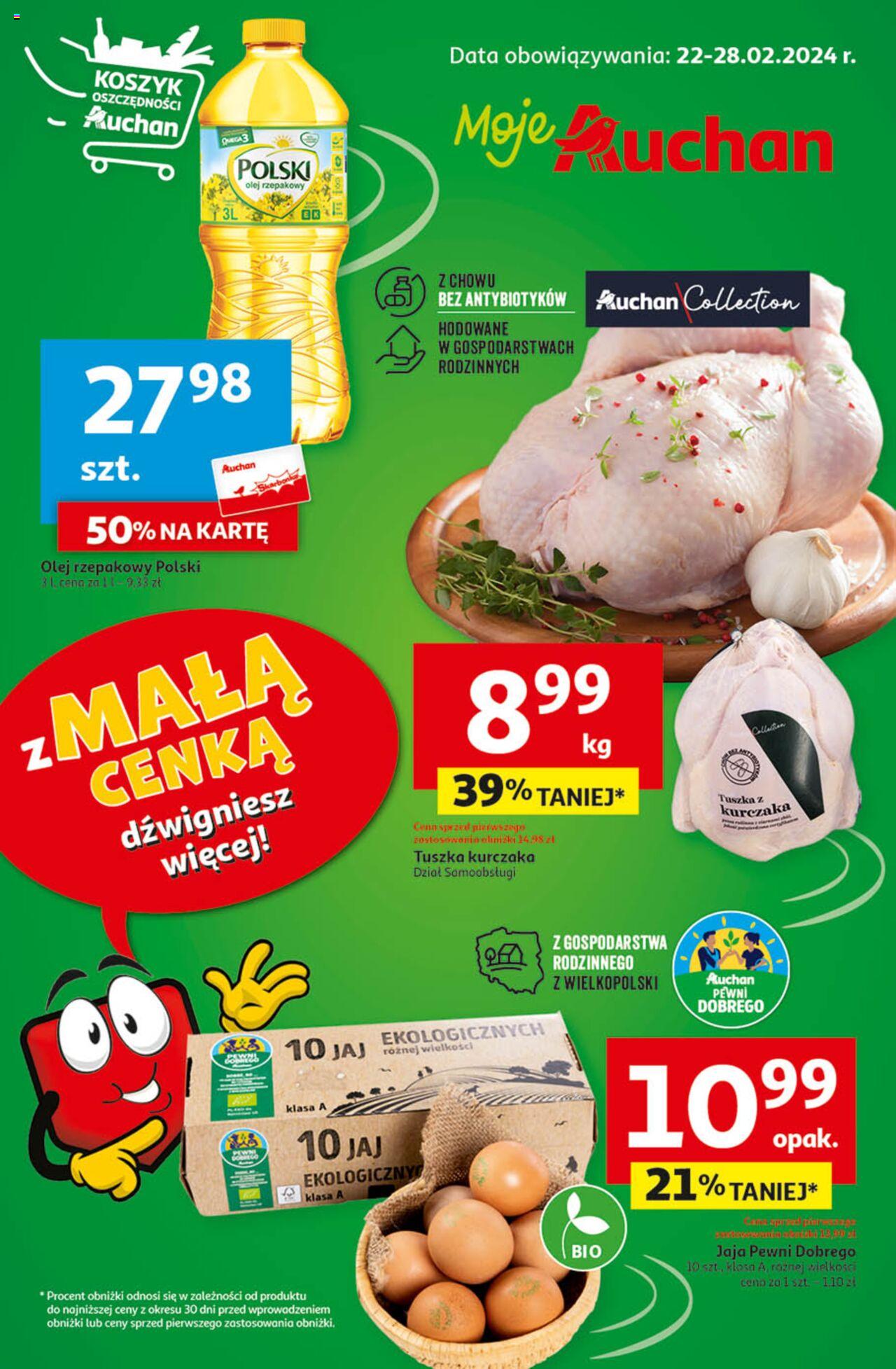 Auchan z MAŁĄ CENKĄ dźwigniesz więcej Gazetka ważna od 22.02.2024 do 28.02.2024 strona 1