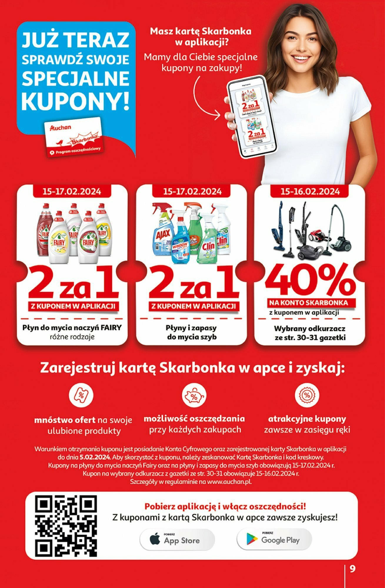Auchan z MAŁĄ CENKĄ dźwigniesz więcej! Hipermarket  Gazetka ważna od 15.02.2024 do 21.02.2024 strona 9