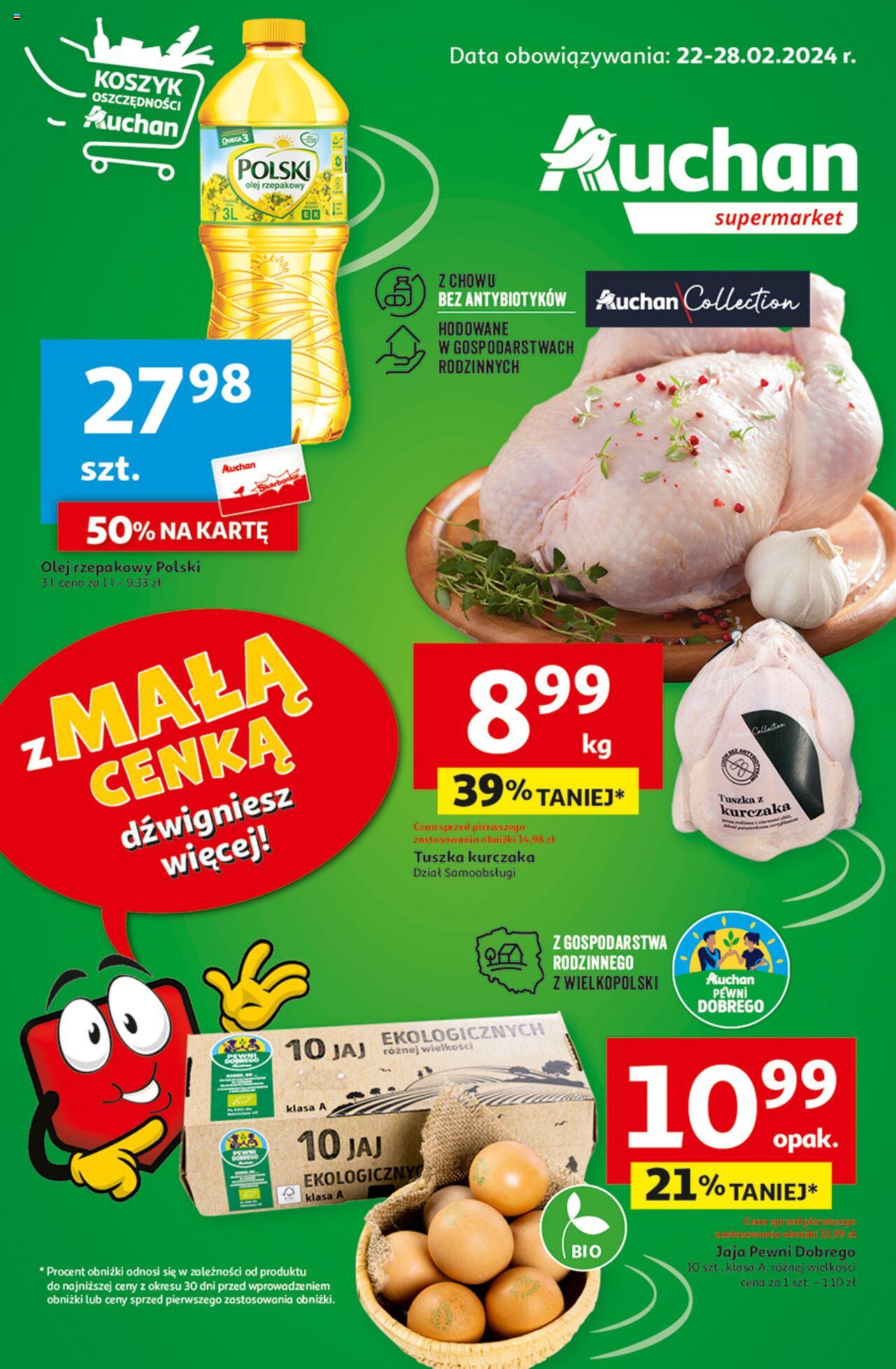Auchan z MAŁĄ CENKĄ dźwigniesz więcej! Hipermarket Gazetka ważna od 22.02.2024 do 28.02.2024 strona 1