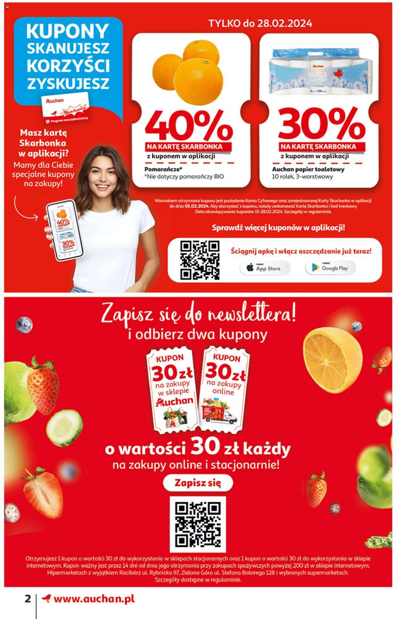 Auchan z MAŁĄ CENKĄ dźwigniesz więcej! Hipermarket Gazetka ważna od 22.02.2024 do 28.02.2024 strona 2