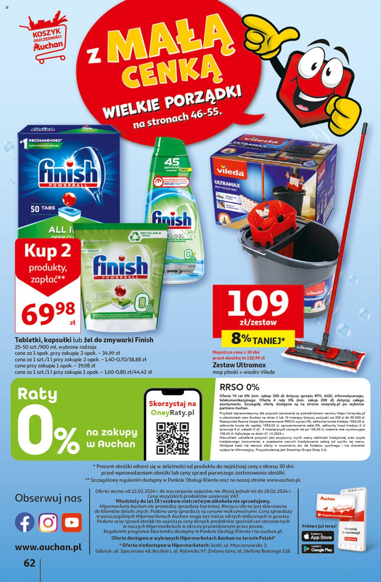 Auchan z MAŁĄ CENKĄ dźwigniesz więcej! Hipermarket Gazetka ważna od 22.02.2024 do 28.02.2024 strona 62