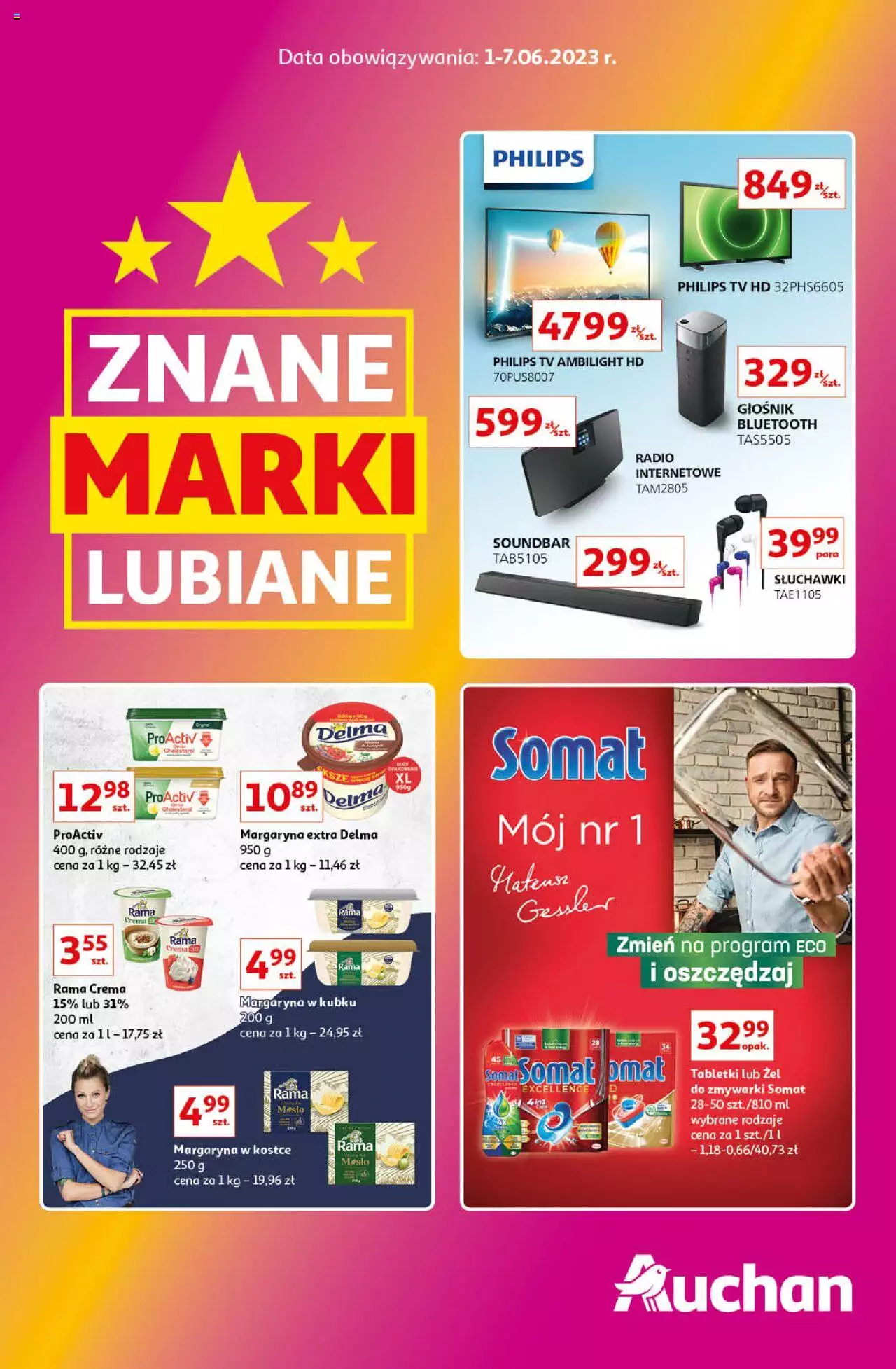 Auchan Znane Marki Lubiane Hipermarket Gazetka ważna od 01.06.2023 do 07.06.2023 strona 1