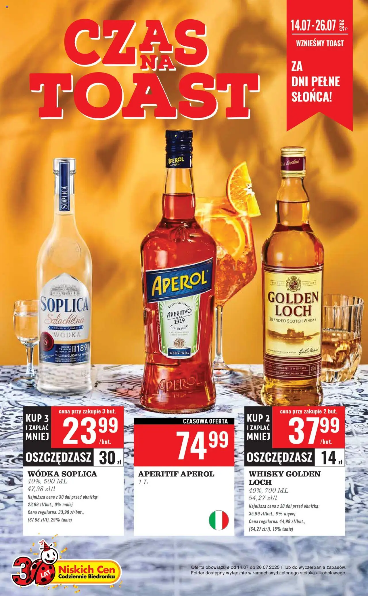 Biedronka gazetka Czas na toast ważna od 14.07.2025 do  26.07.2025 strona 1