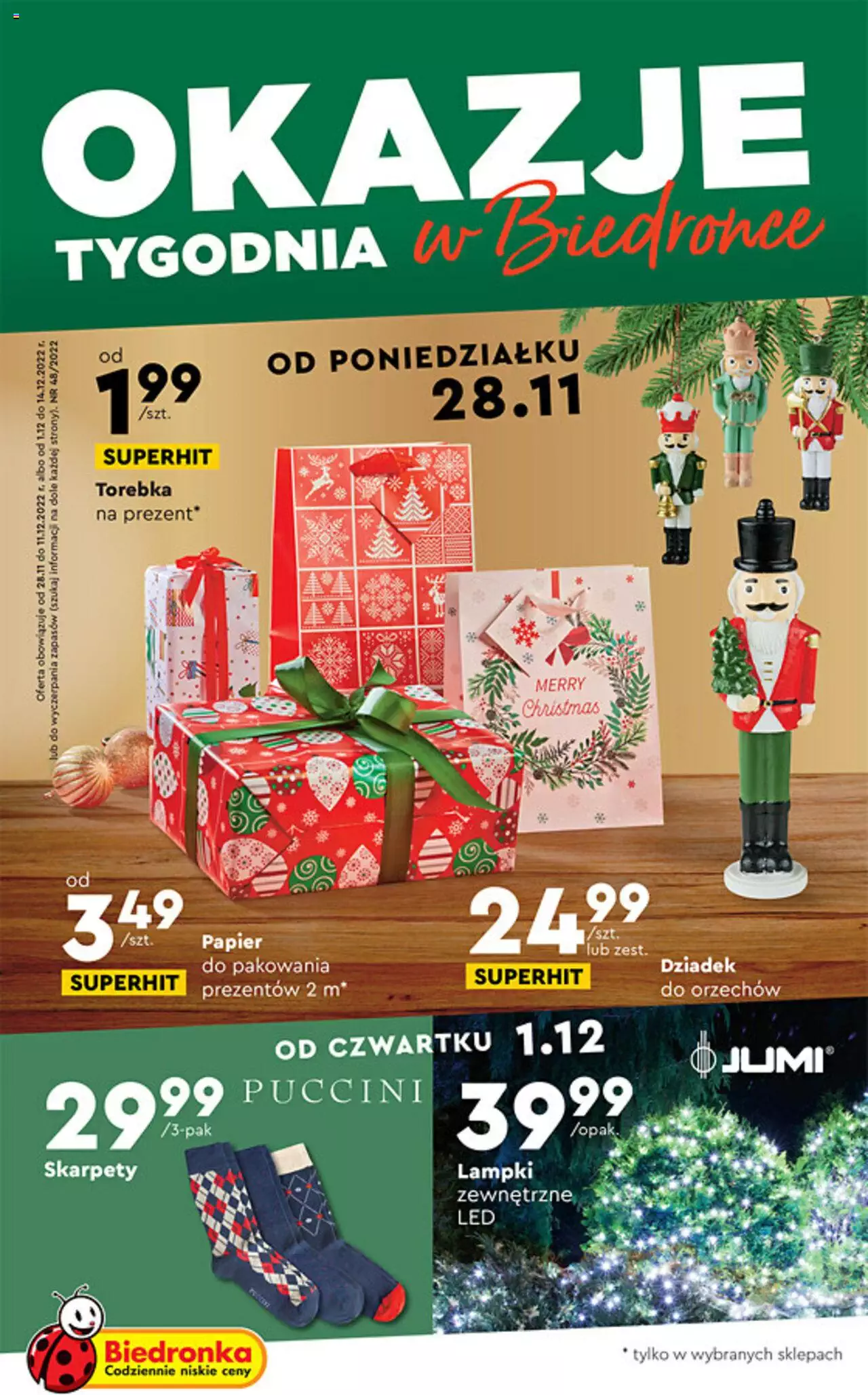 Biedronka gazetka Okazje tygodnia ważna  od 28.11.2022 do 11.12.2022 strona 1