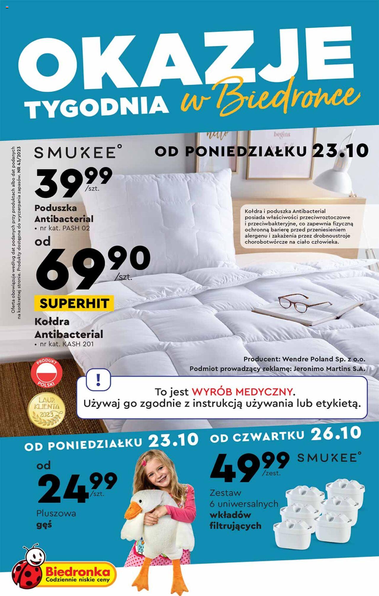 Biedronka Okazje tygodnia gazetka  ważna  od 23.10.2023 do 04.11.2023 strona 1