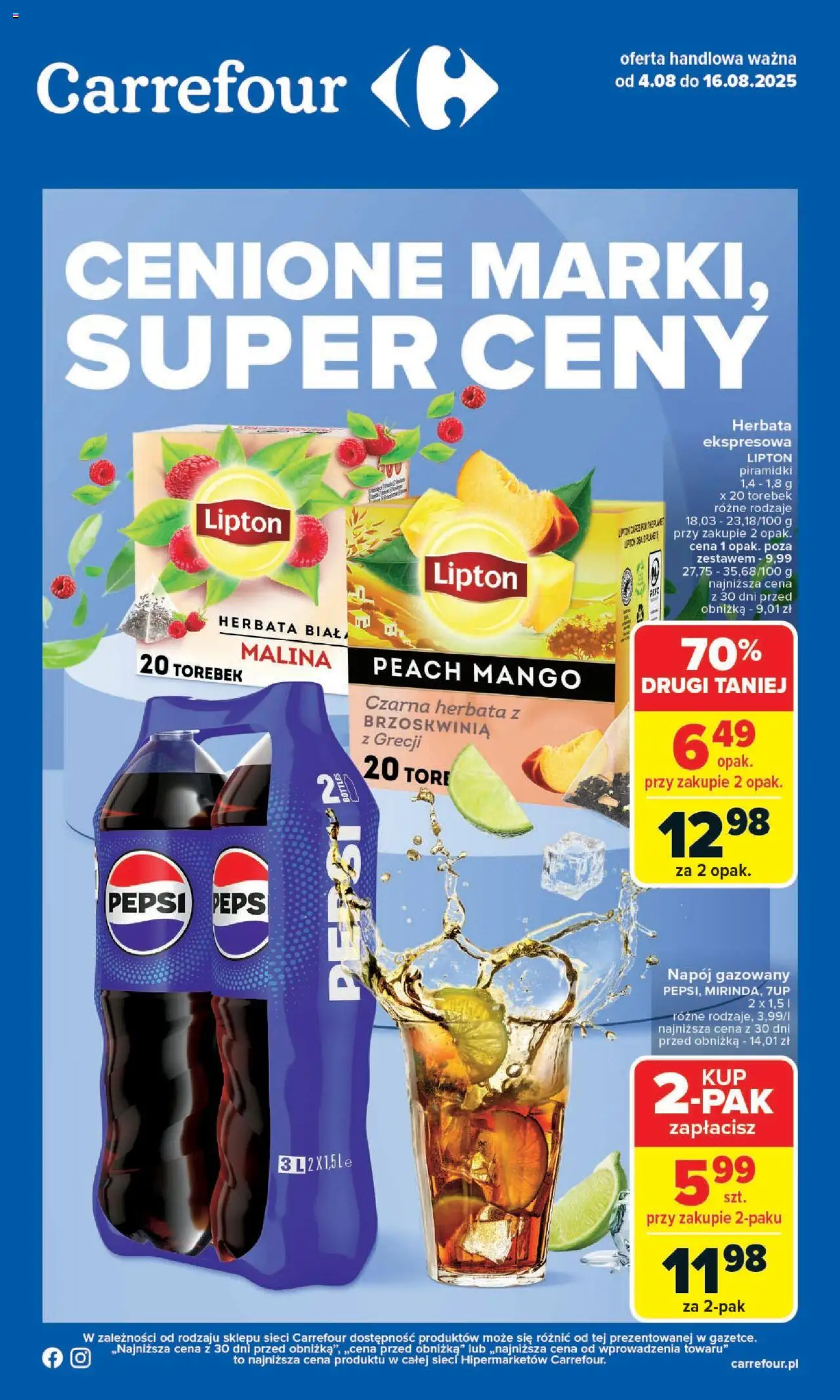 Carrefour Cenione marki, super ceny  Gazetka  ważna od  04.08.2025 do 16.08.2025 strona 1
