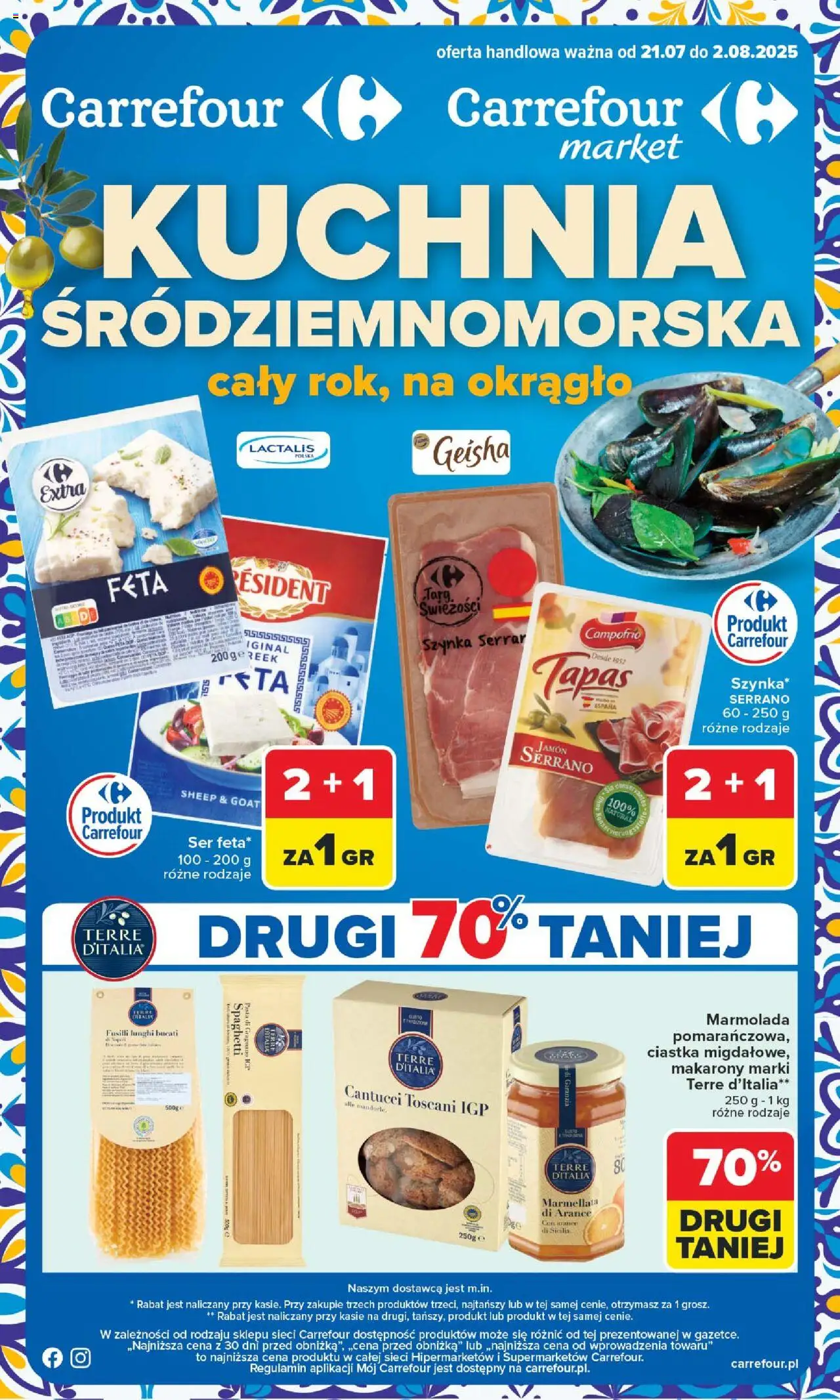 Carrefour Kuchnia śródziemnomorska Gazetka ważna od 21.07.2025 do  02.08.2025 strona 1