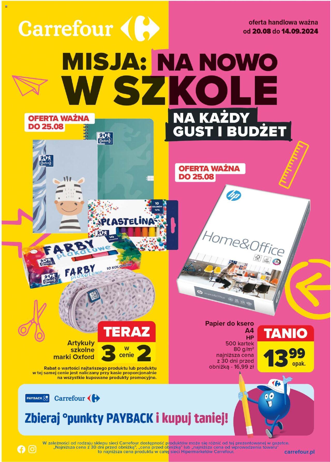 Carrefour Na nowo w szkołę Gazetka ważna od 20.08.2024 do  14.09.2024 strona 1