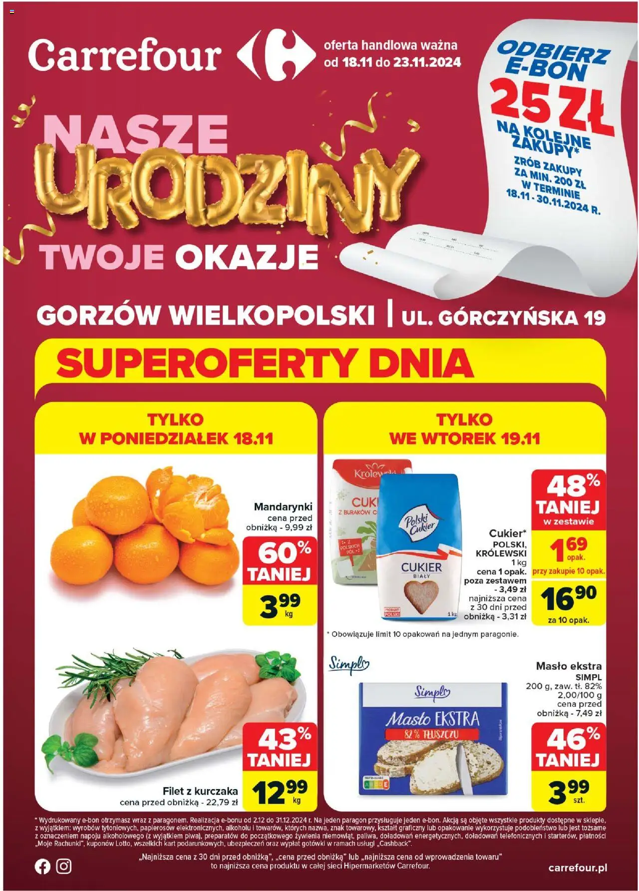 Carrefour Nasze urodziny Twoje okazje Gazetka ważna od 18.11.2024 do 23.11.2024 strona 1
