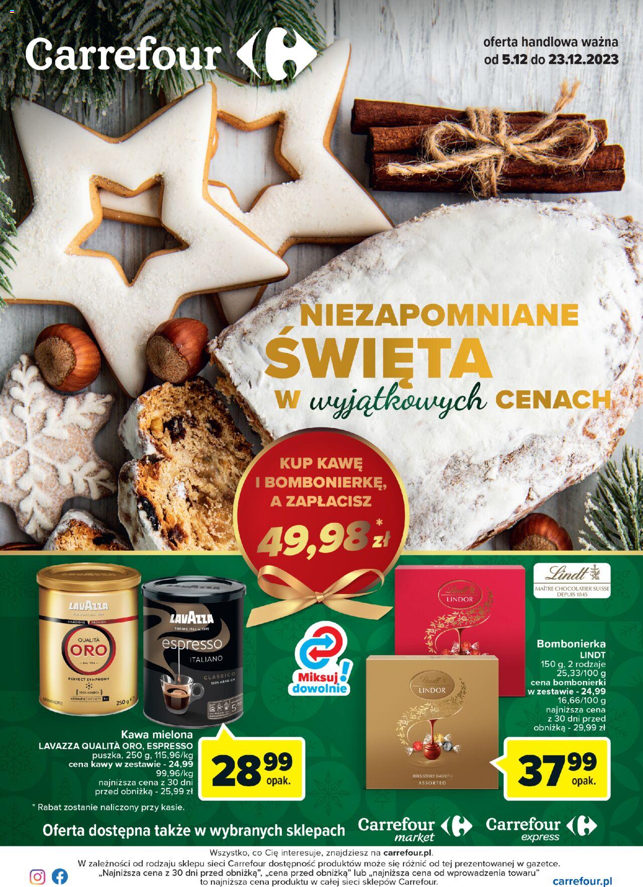 Carrefour Niezapomniane święta gazetka ważna od 05.12.2023 do 23.12.2023 strona 1