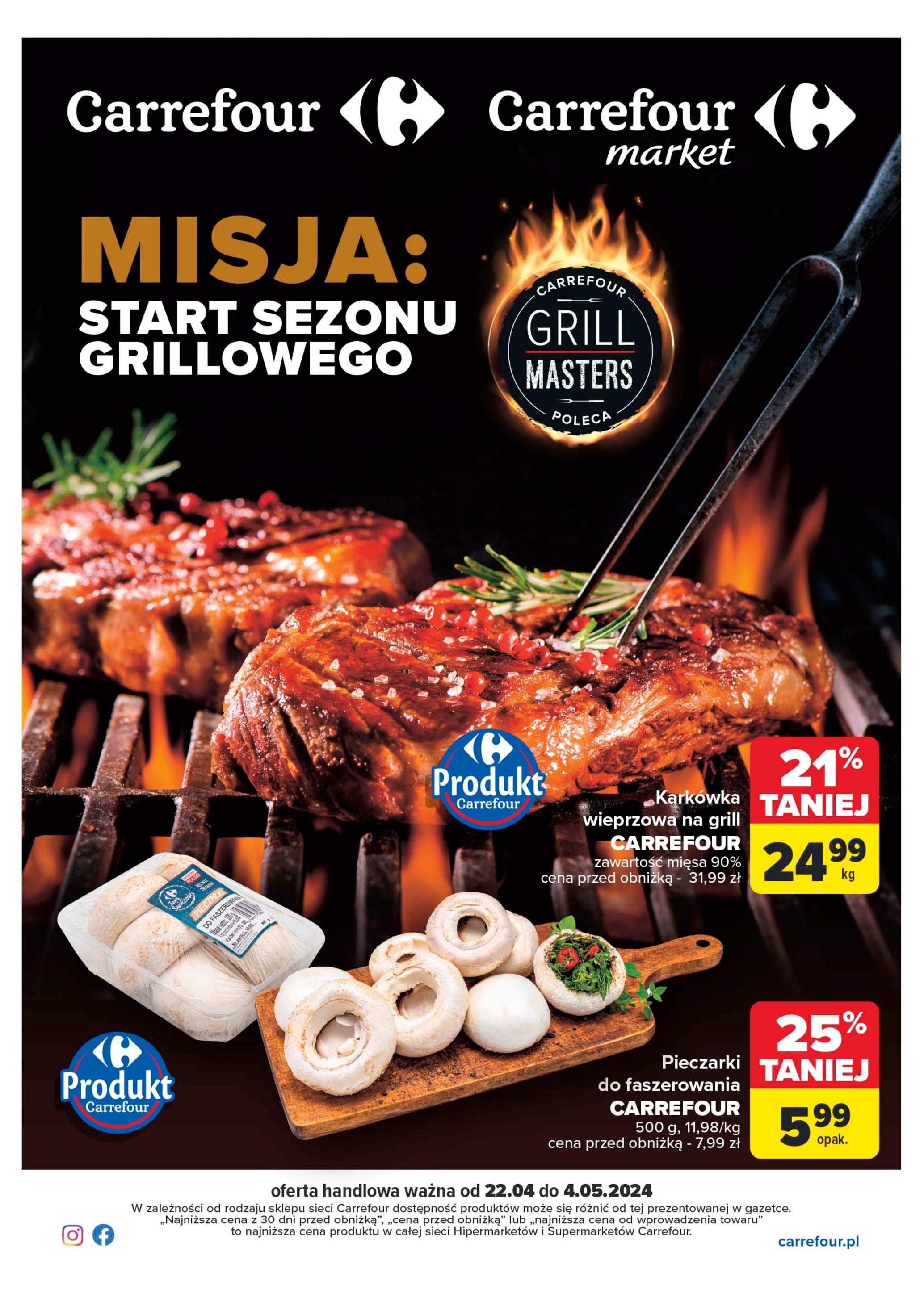 Carrefour Start sezonu grillowego Gazetka ważna od 22.04.2024 do 04.05.2024 strona 1