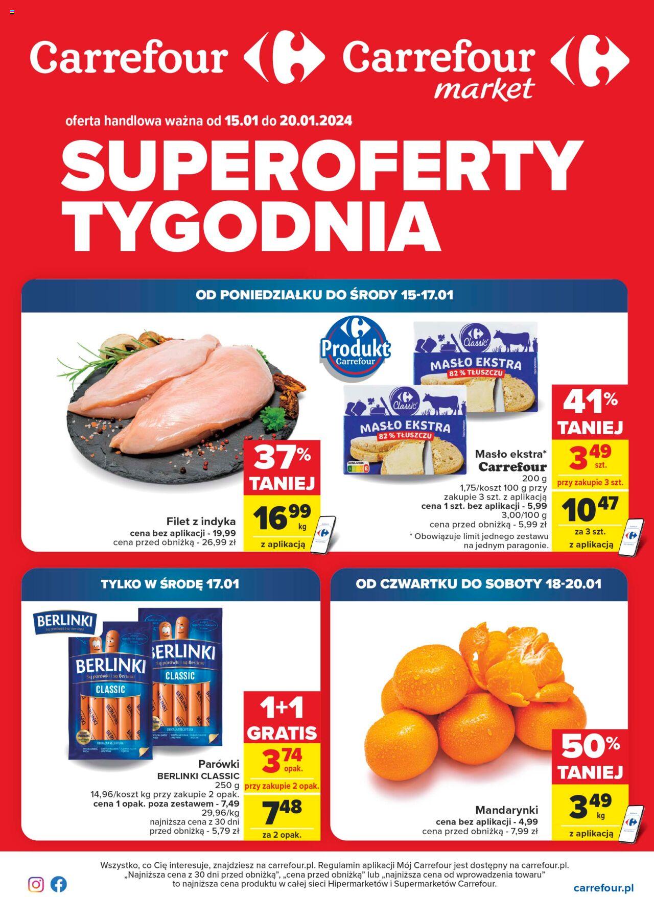 Carrefour Superoferty tygodnia Gazetka ważna od  15.01.2024 do 20.01.2024 strona 1