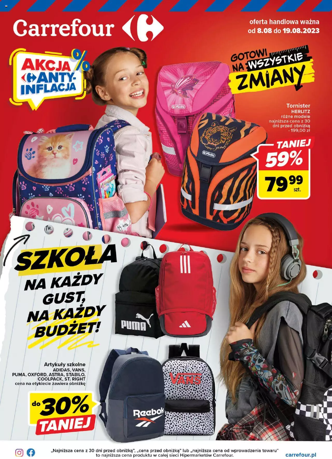 Carrefour Szkoła na każdy gust i budżet Gazetka ważna od 08.08.2023 do 19.08.2023 strona 1