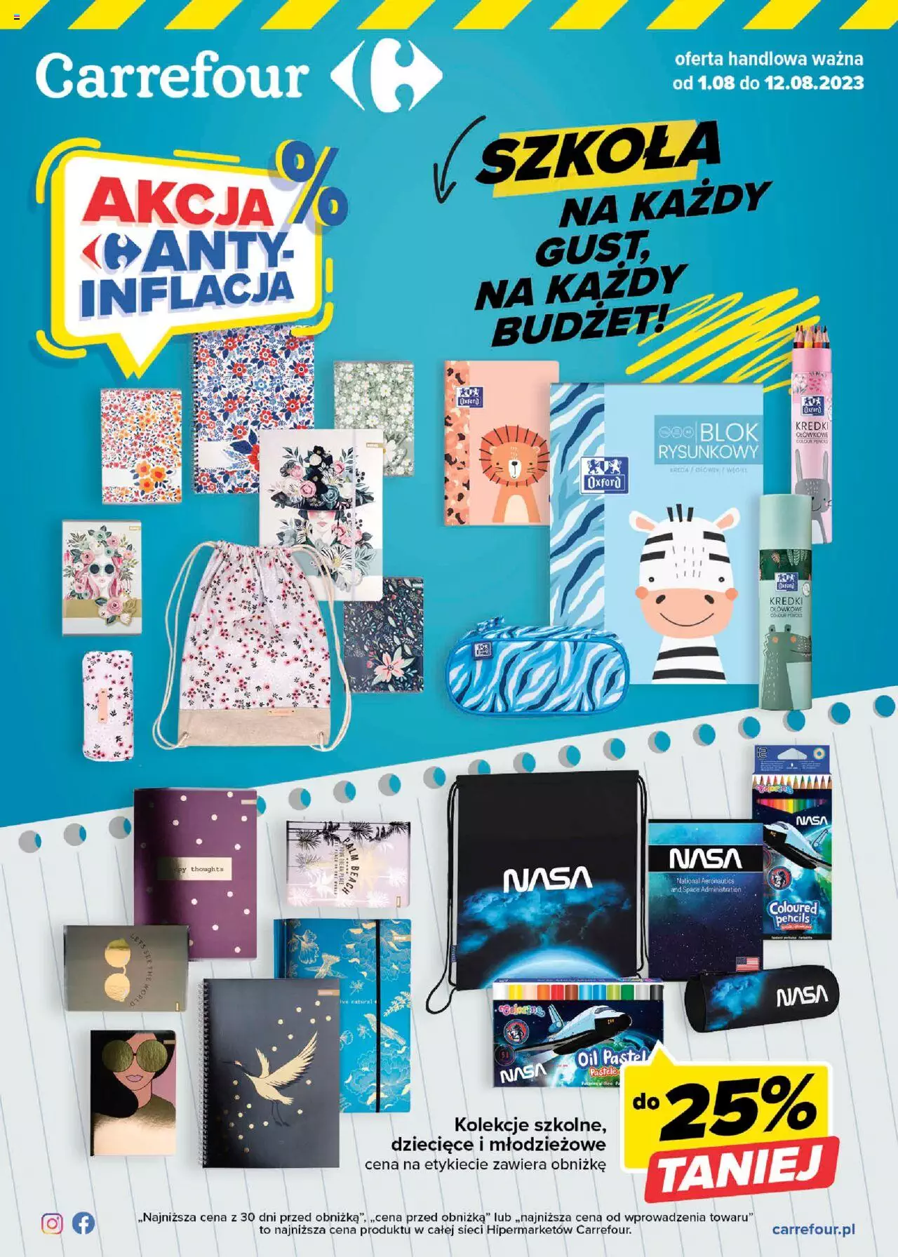 Carrefour Szkolna oferta Gazetka ważna od 01.08.2023 do 12.08.2023 strona 1