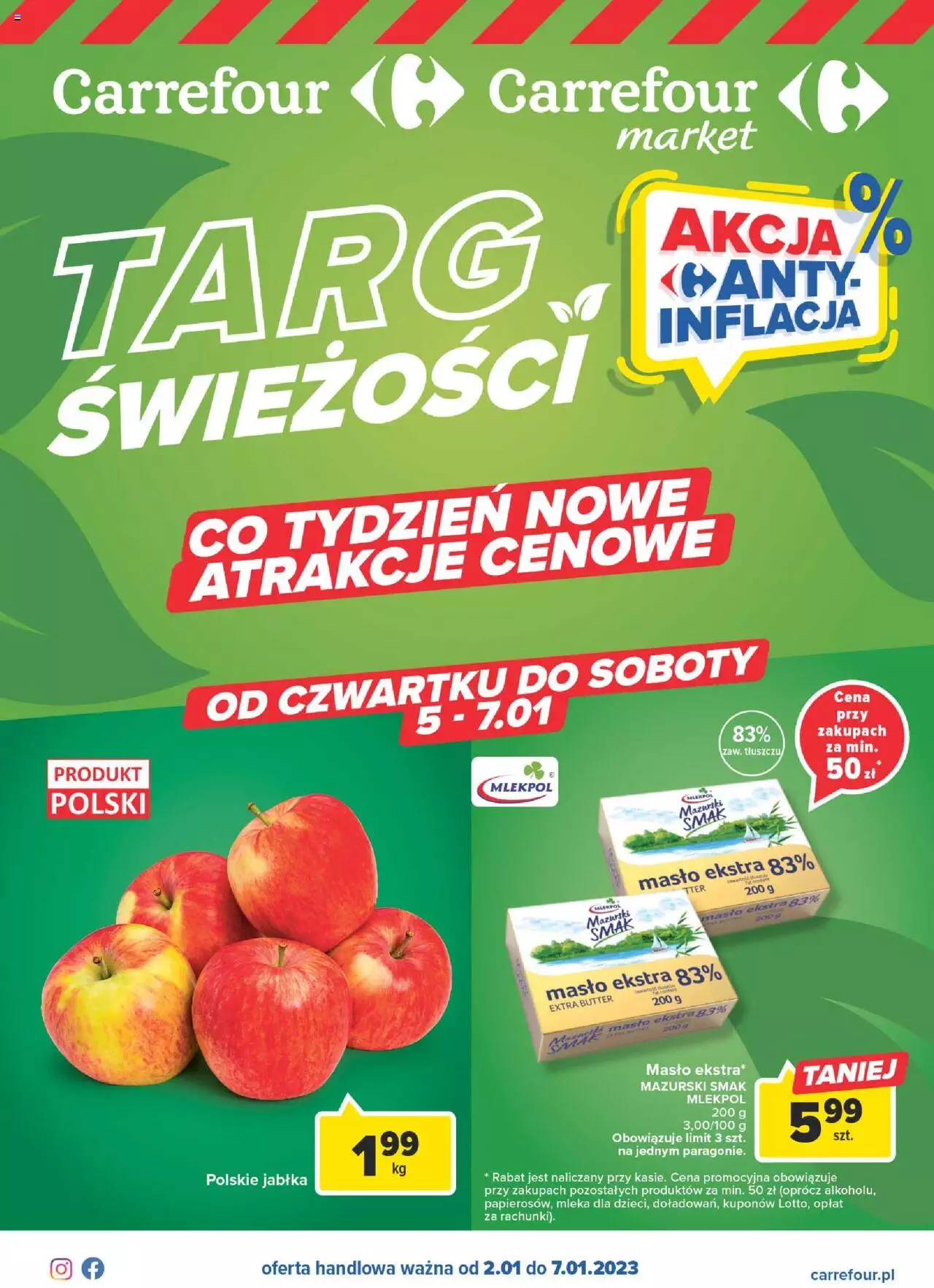 Carrefour Targ Świeżości  Gazetka ważna od 02.01.2023 do 07.01.2023 strona 1