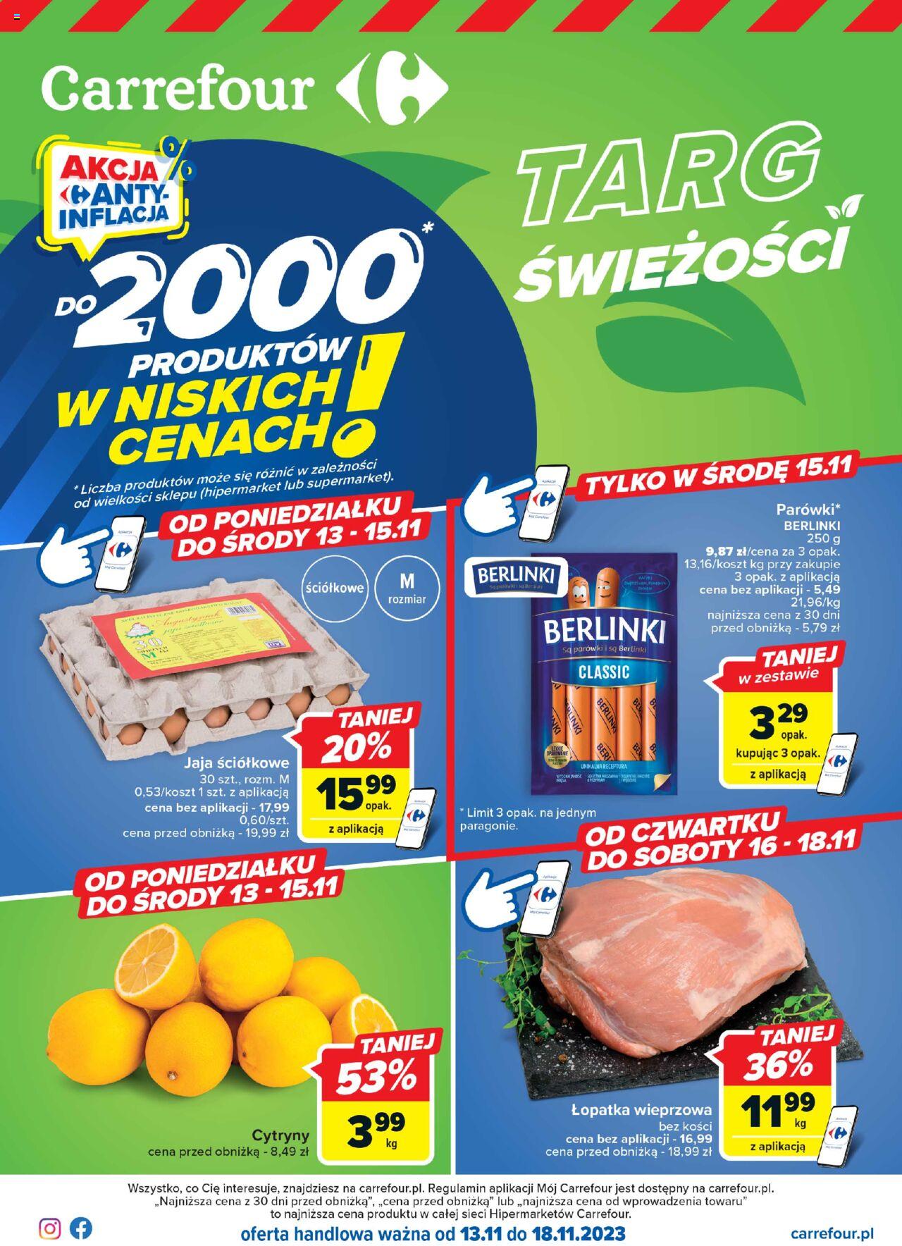 Carrefour Targ świeżości  Gazetka ważna od  13.11.2023 do 18.11.2023 strona 1