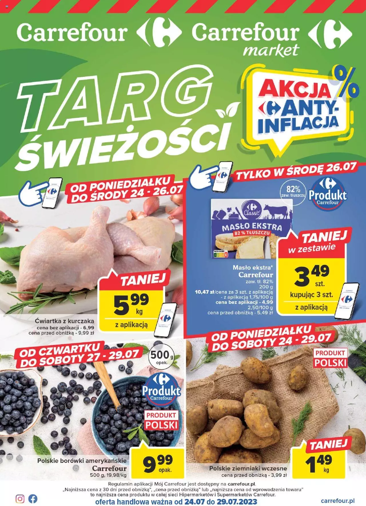 Carrefour Targ świeżości Gazetka ważna od 24.07.2023 do 29.07.2023 strona 1