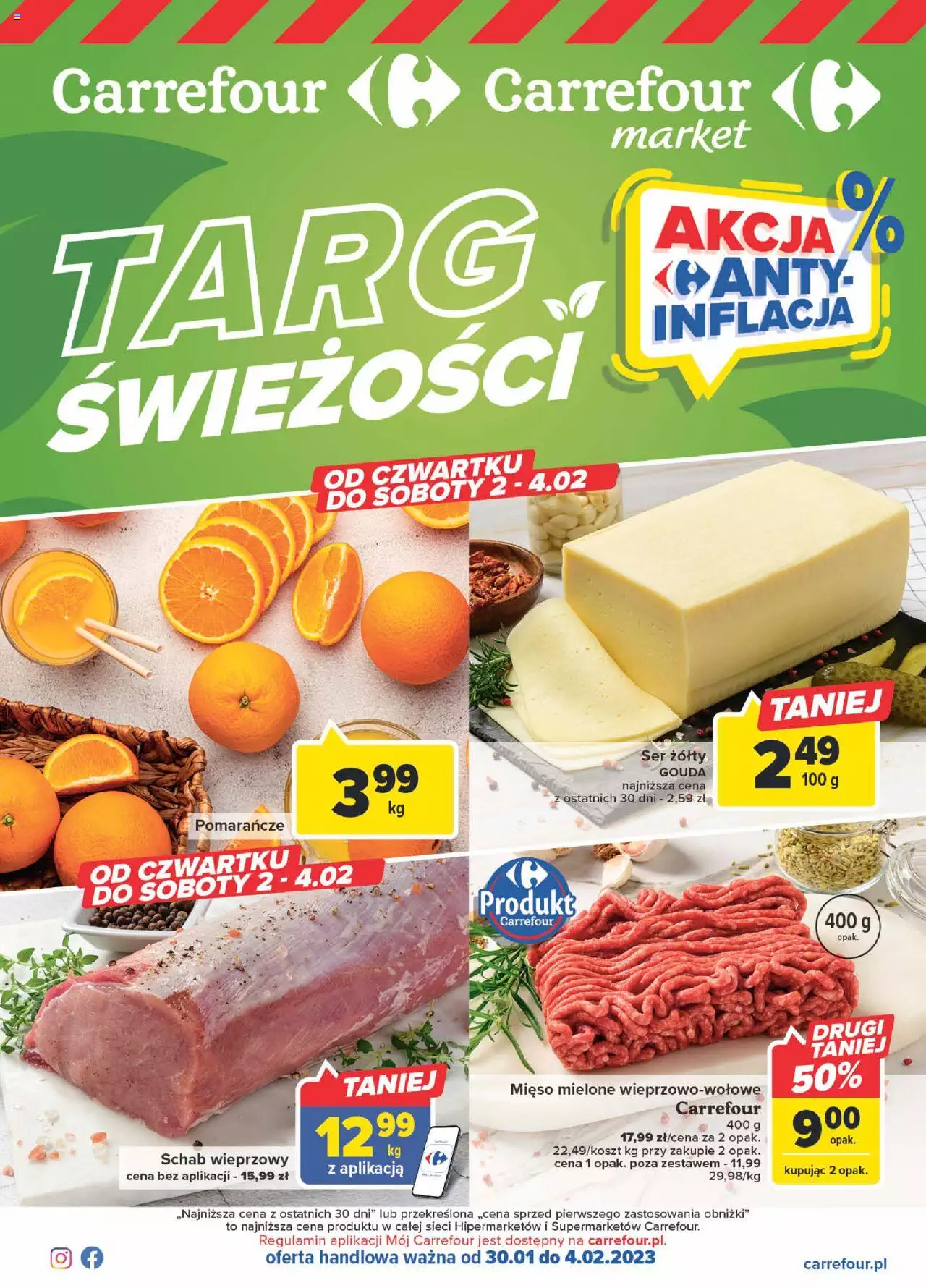 Carrefour Targ Świeżości Gazetka ważna od 30.01.2023 do 04.02.2023 strona 1