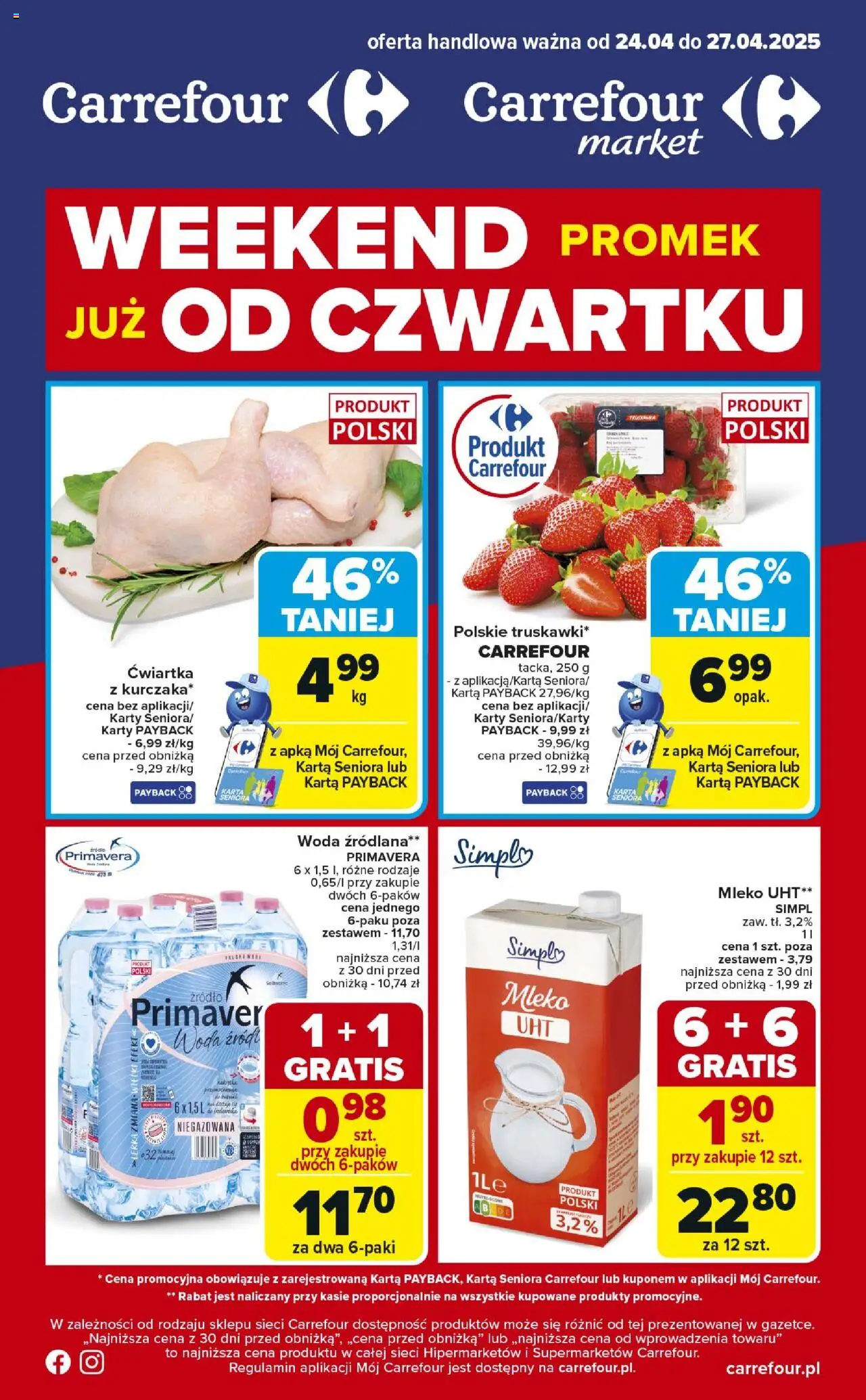 Carrefour Weekend promek juz od czwartku Gazetka ważna od 24.04.2025 do 27.04.2025 strona 1
