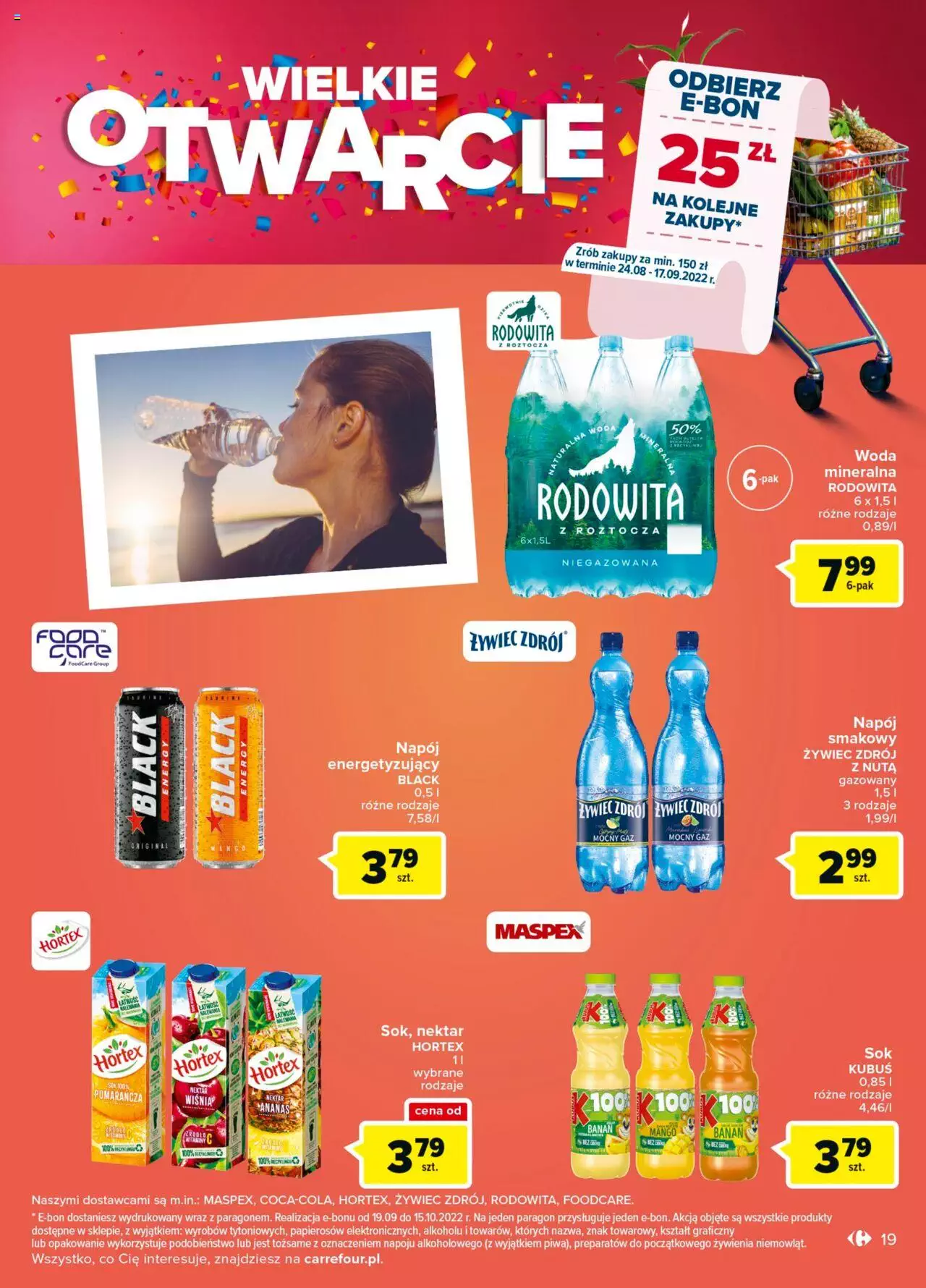 Carrefour Wielkie otwarcie Carrefour Czestochowa gazetka ważna od 24.08.2022 do 29.08.2022 strona 19