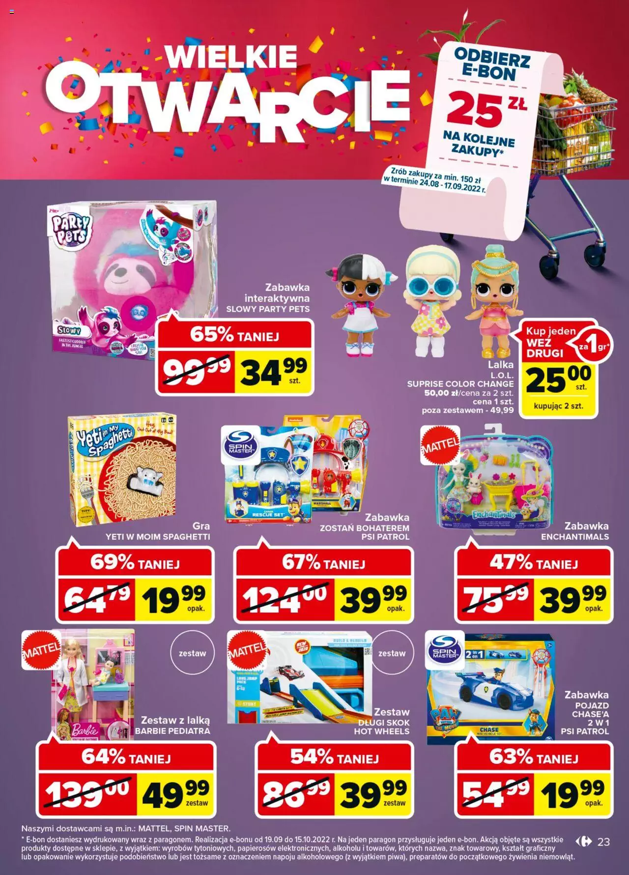 Carrefour Wielkie otwarcie Carrefour Czestochowa gazetka ważna od 24.08.2022 do 29.08.2022 strona 23