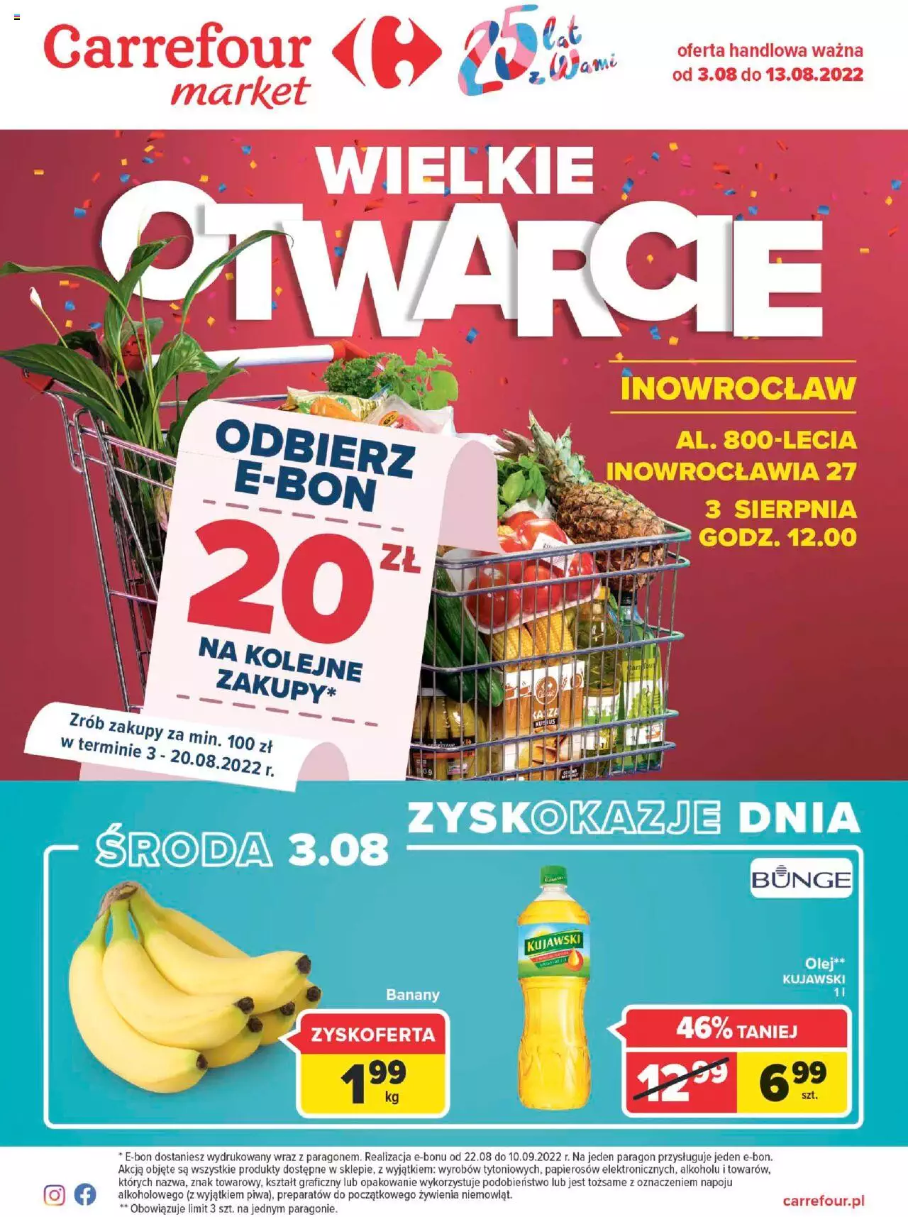 Carrefour Wielkie otwarcie Market Inowrocław gazetka ważna od 03.08.2022 do 18.08.2022 strona 1