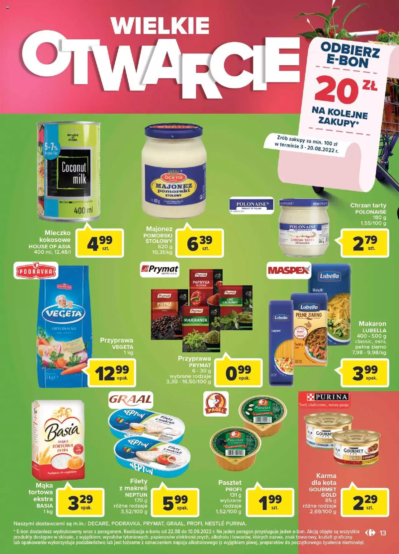 Carrefour Wielkie otwarcie Market Inowrocław gazetka ważna od 03.08.2022 do 18.08.2022 strona 13