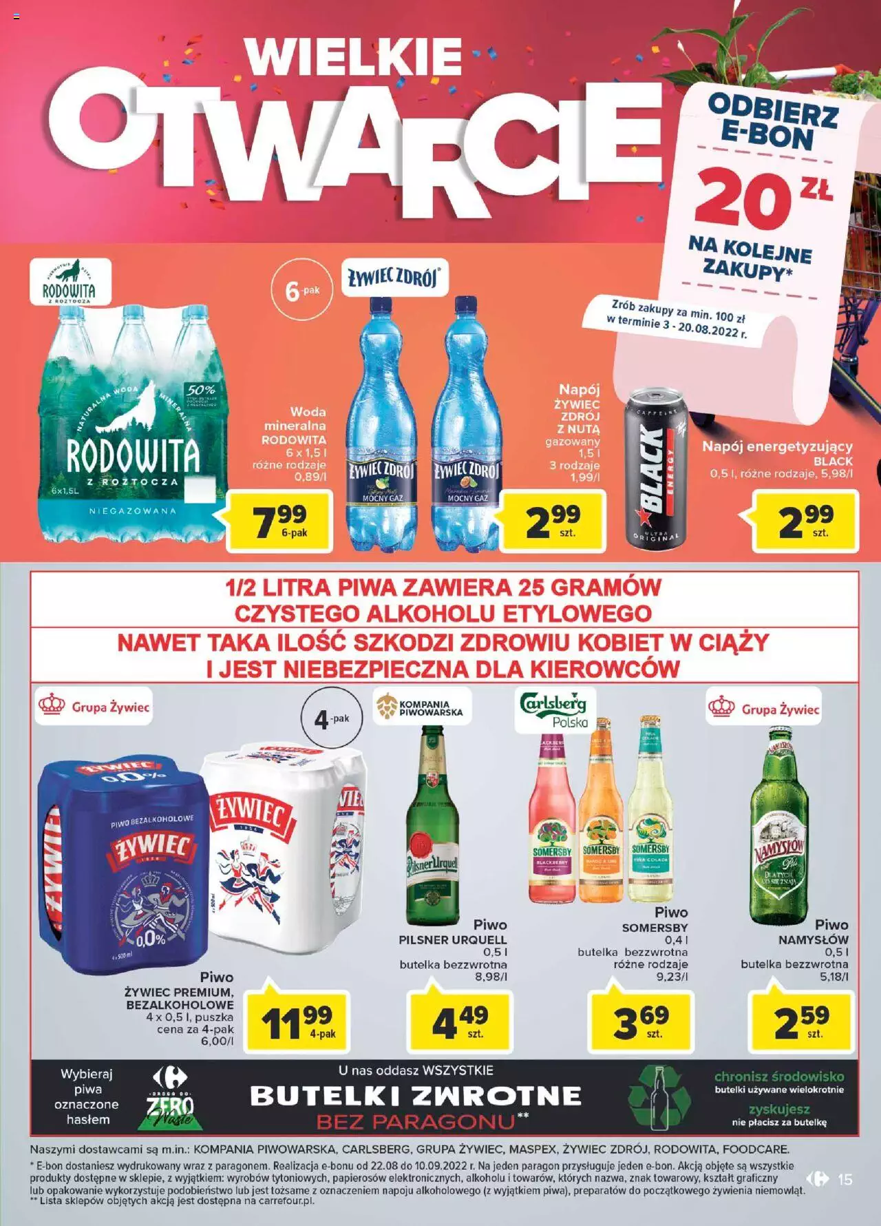 Carrefour Wielkie otwarcie Market Inowrocław gazetka ważna od 03.08.2022 do 18.08.2022 strona 15